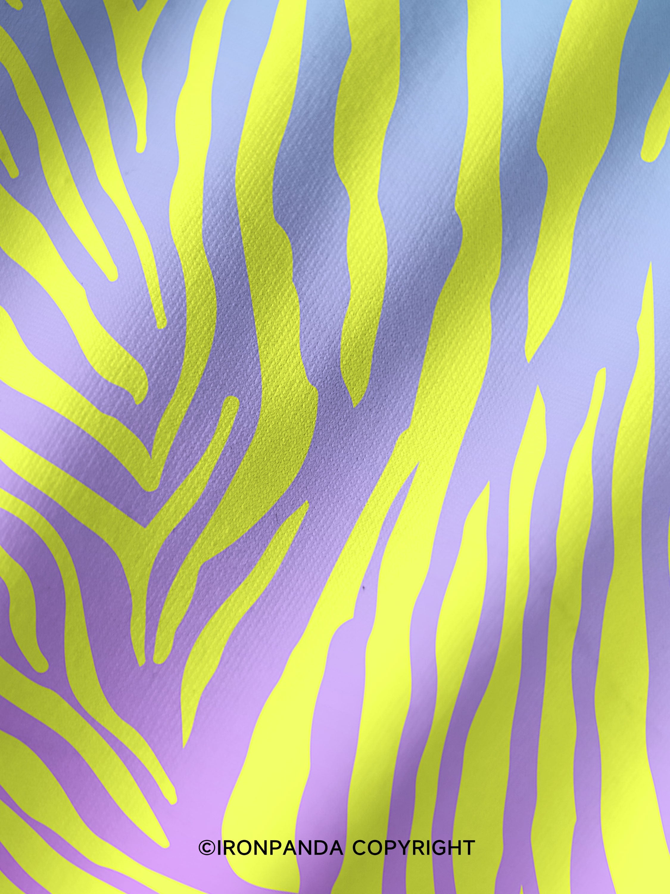 Purple Lime Zebra Printed Yoga Shorts