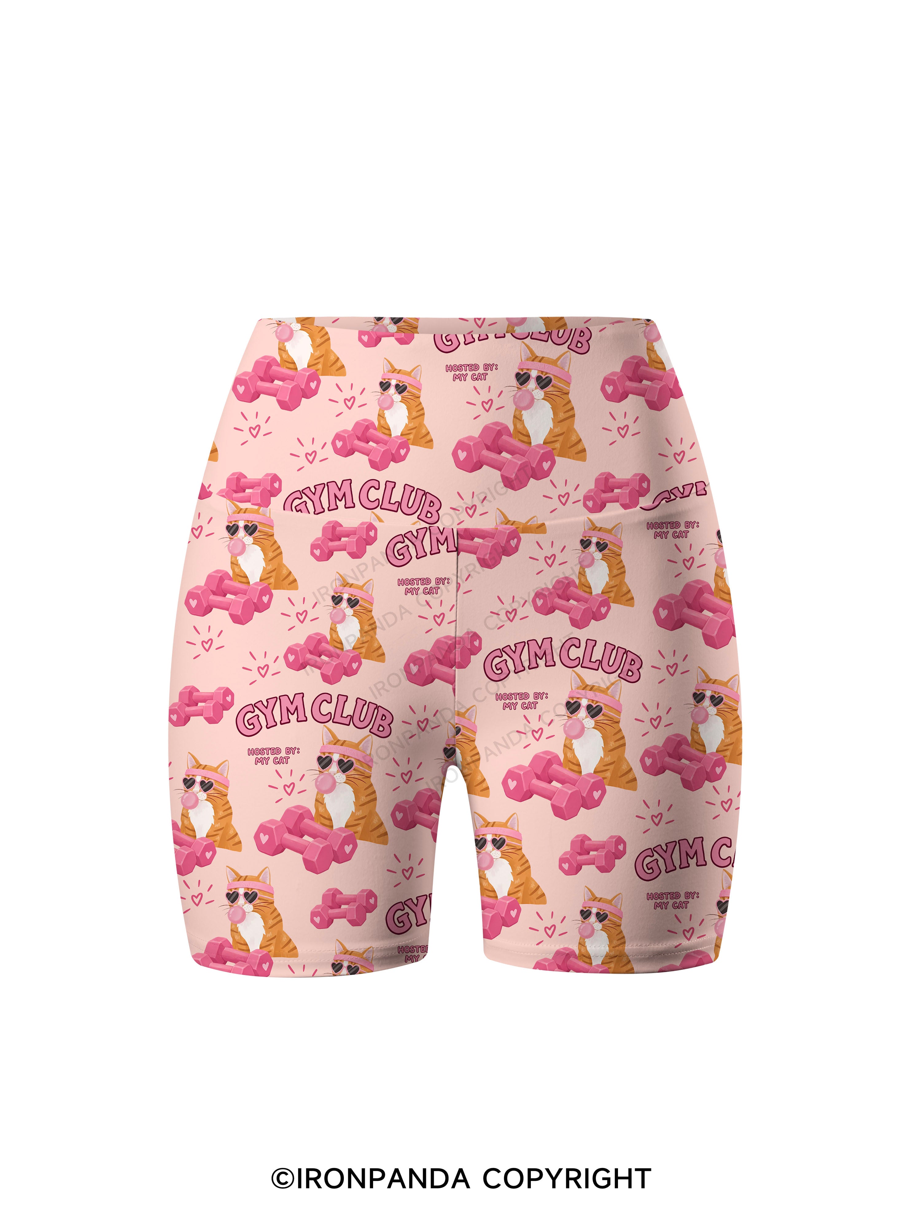 GYM CLUB HOSTED BY MY CAT Printed Yoga Cycling Shorts
