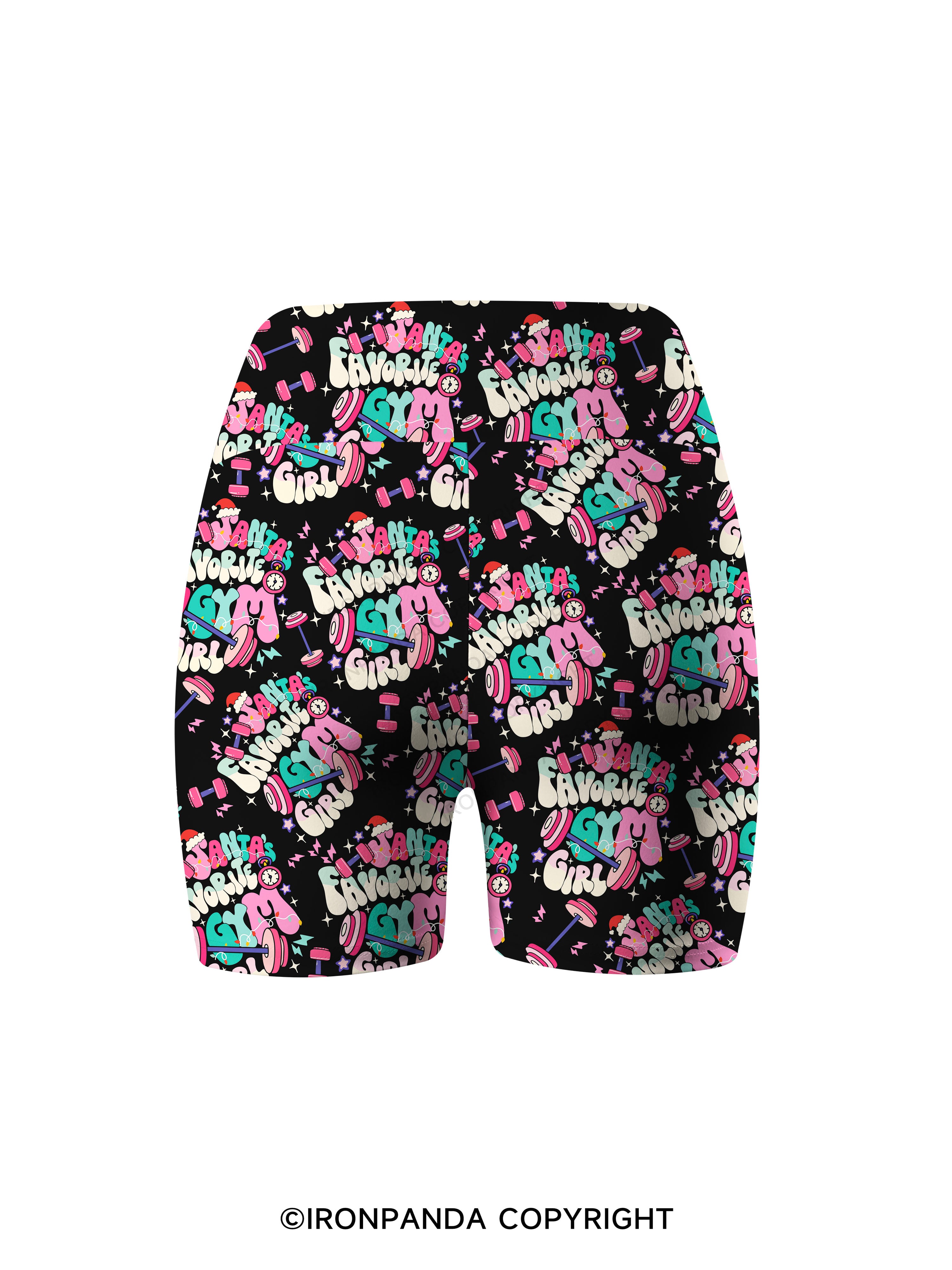 Santa Favorite Gym Girl Printed Yoga Cycling Shorts