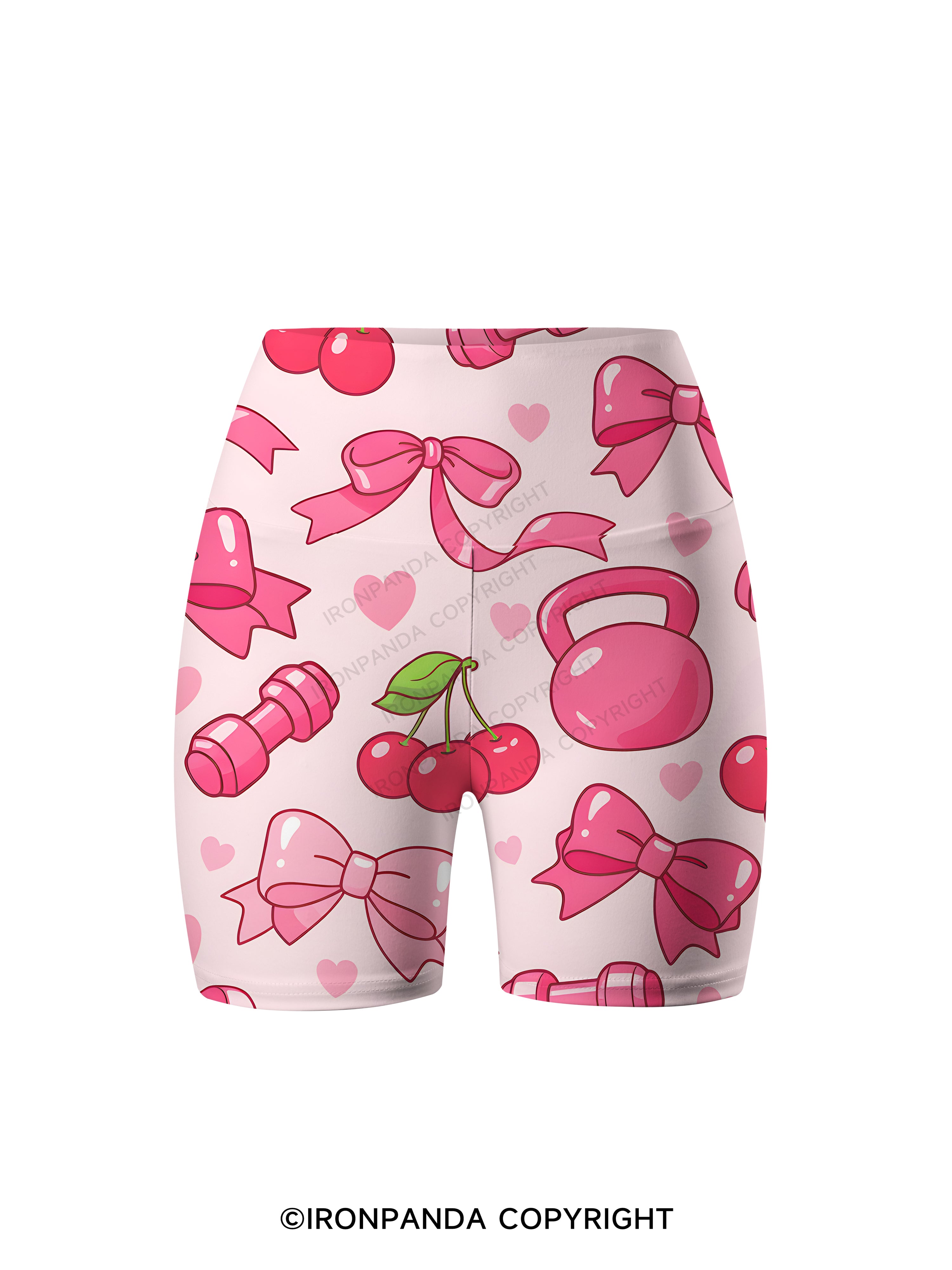 Coquette Cherry Dumbbell Printed Yoga Cycling Shorts