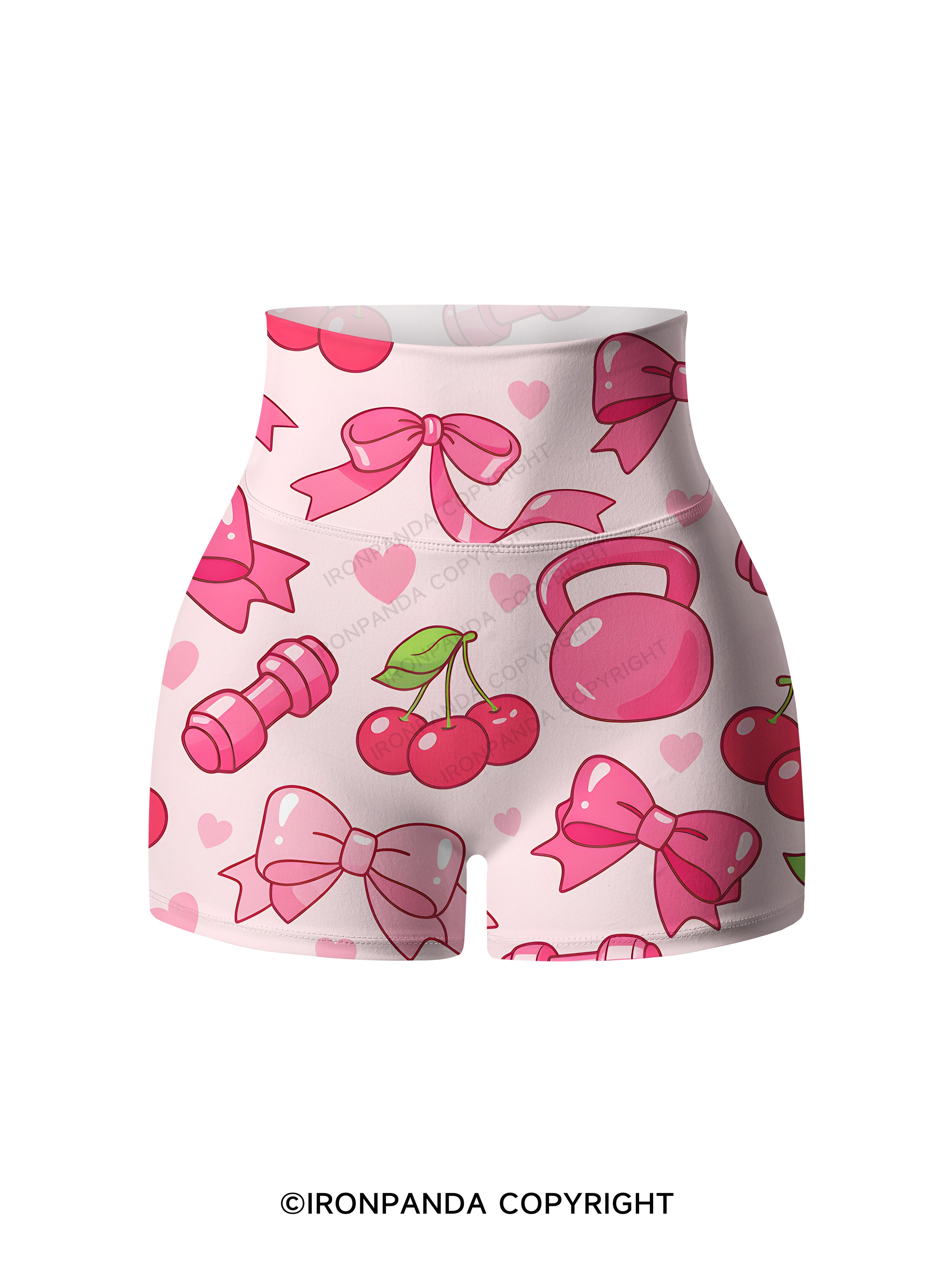 Coquette Cherry Dumbbell Printed Yoga Shorts