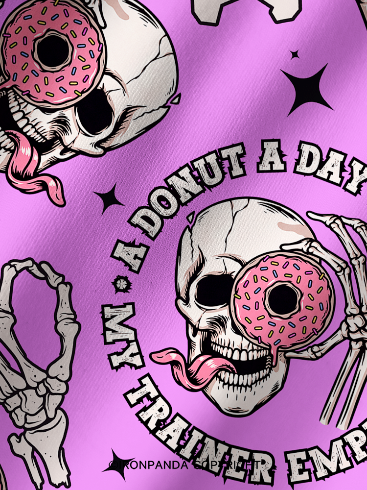 A Donut A Day Keeps My Trainer Employed Printed Yoga Shorts