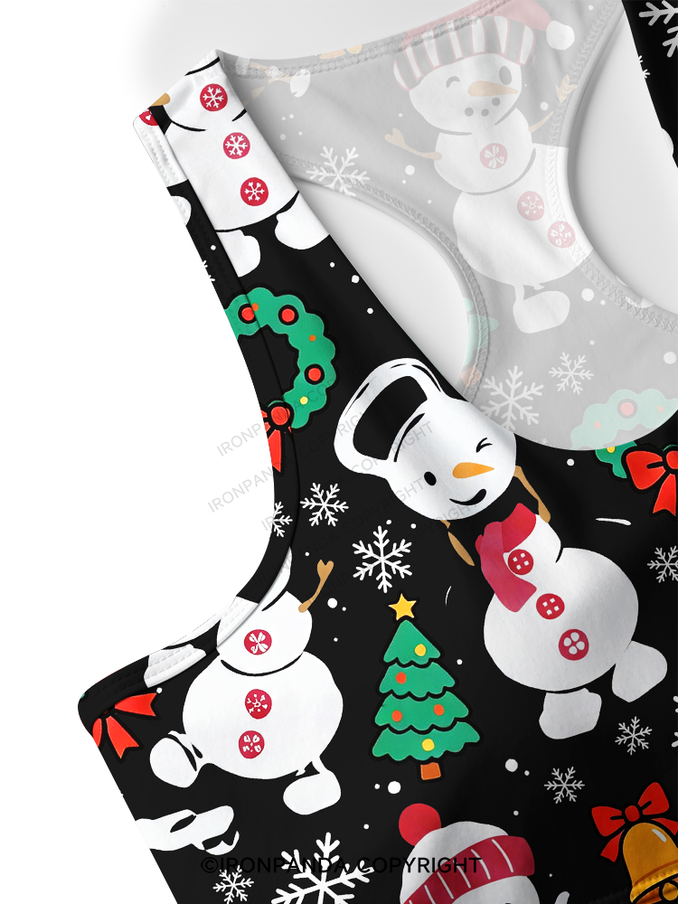 Sweatin with my Snowmies Racerback Sports Bra