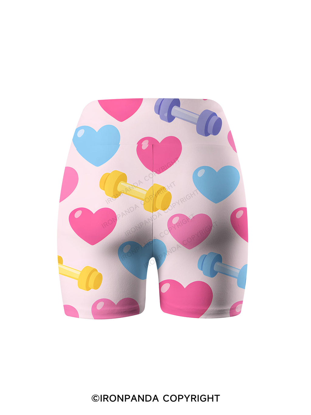 Sweet Heart & Dumbbell Printed Yoga Cycling Shorts