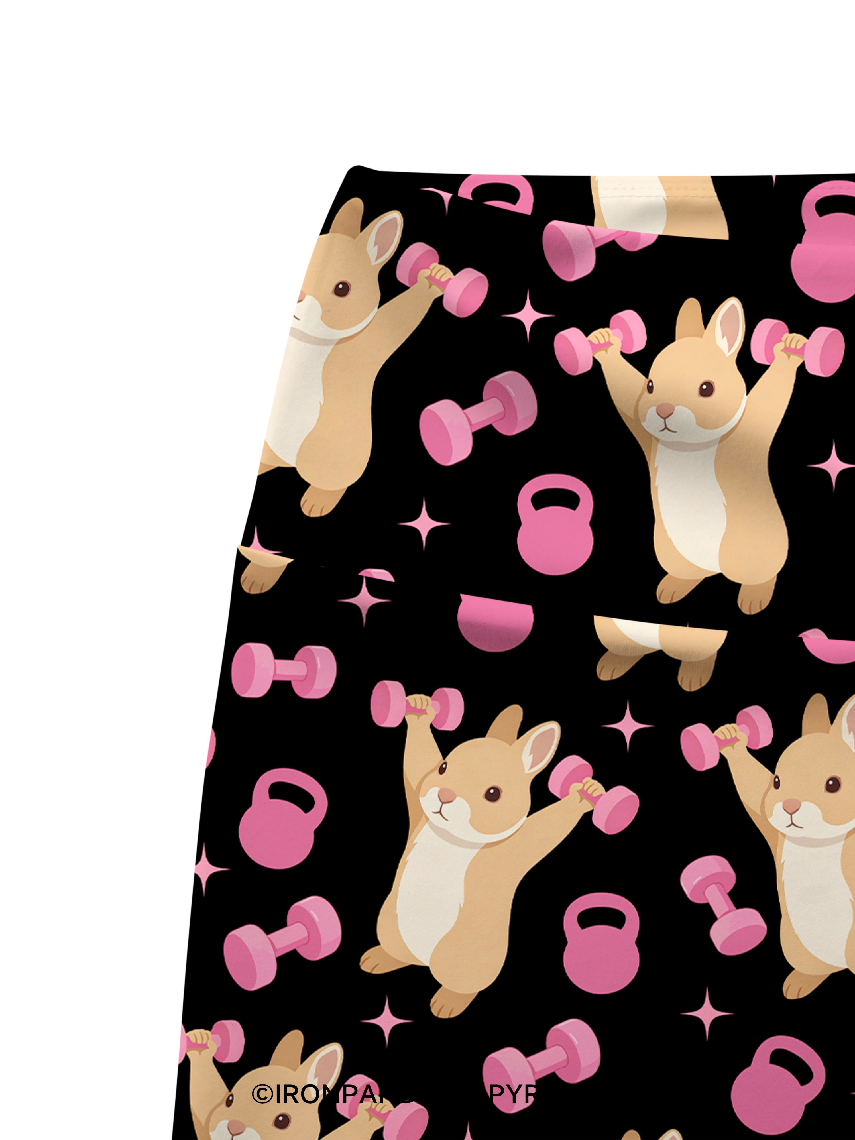 I AM A STRONG BUNNY Printed Yoga Cycling Shorts