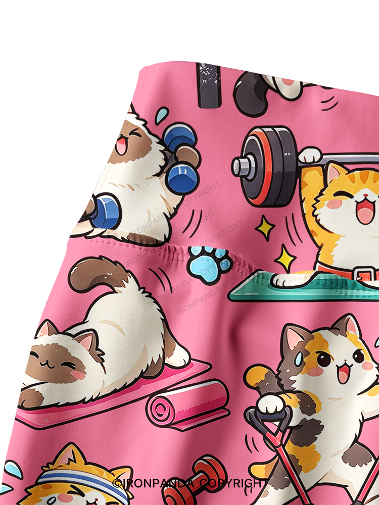 Fitness Cats Gym Workout Printed Yoga Pants