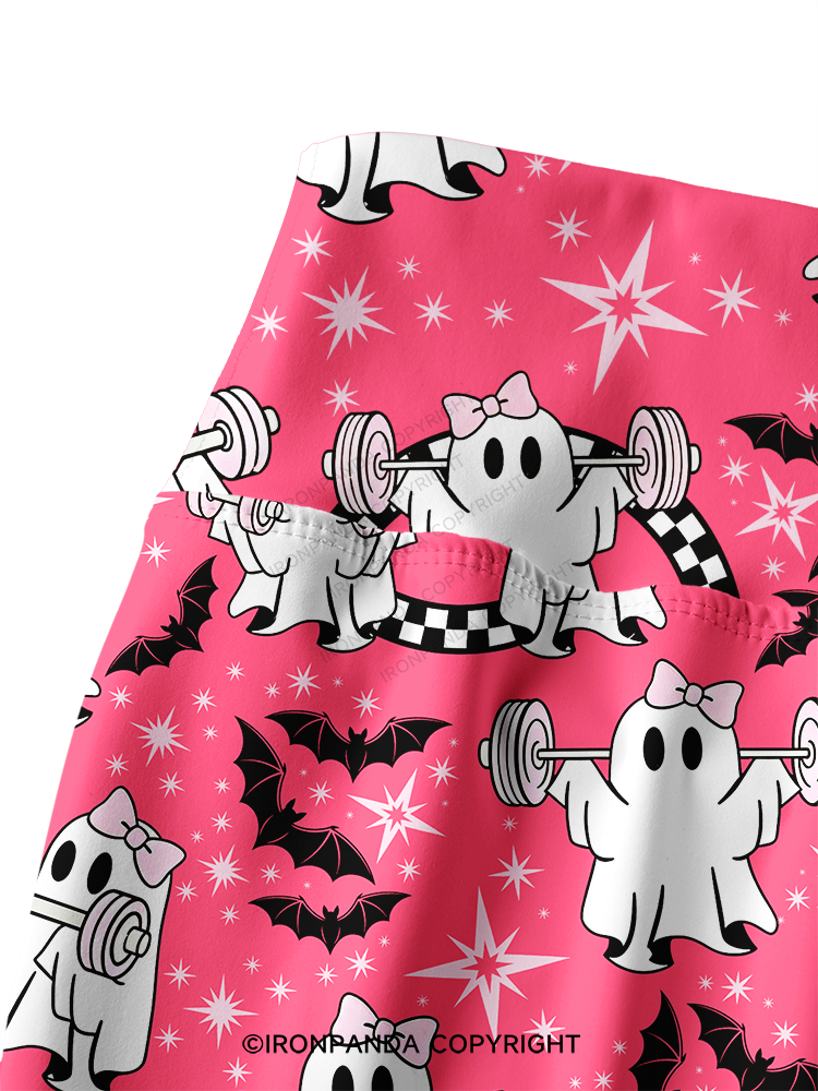 PINK HALLOWEEN POWER PARTY Printed Yoga Pants