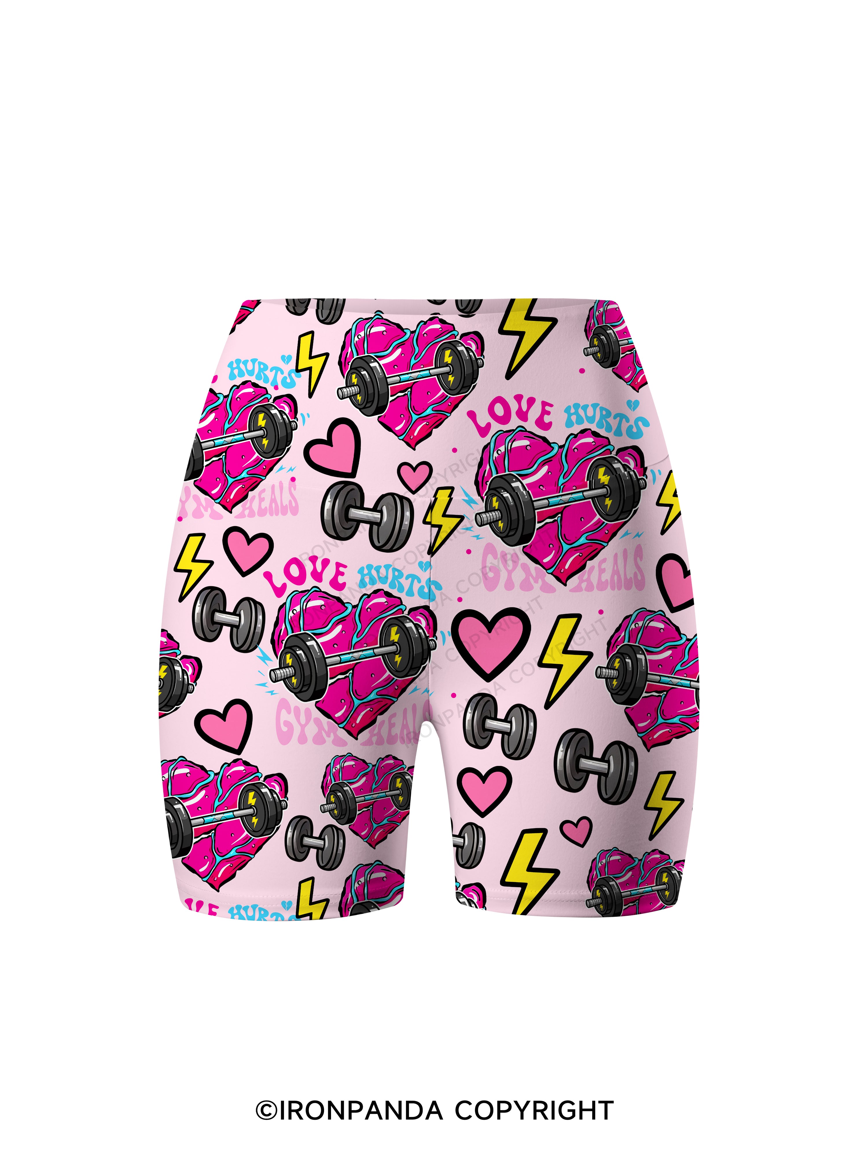 Love hurts, gym heals Printed Yoga Cycling Shorts