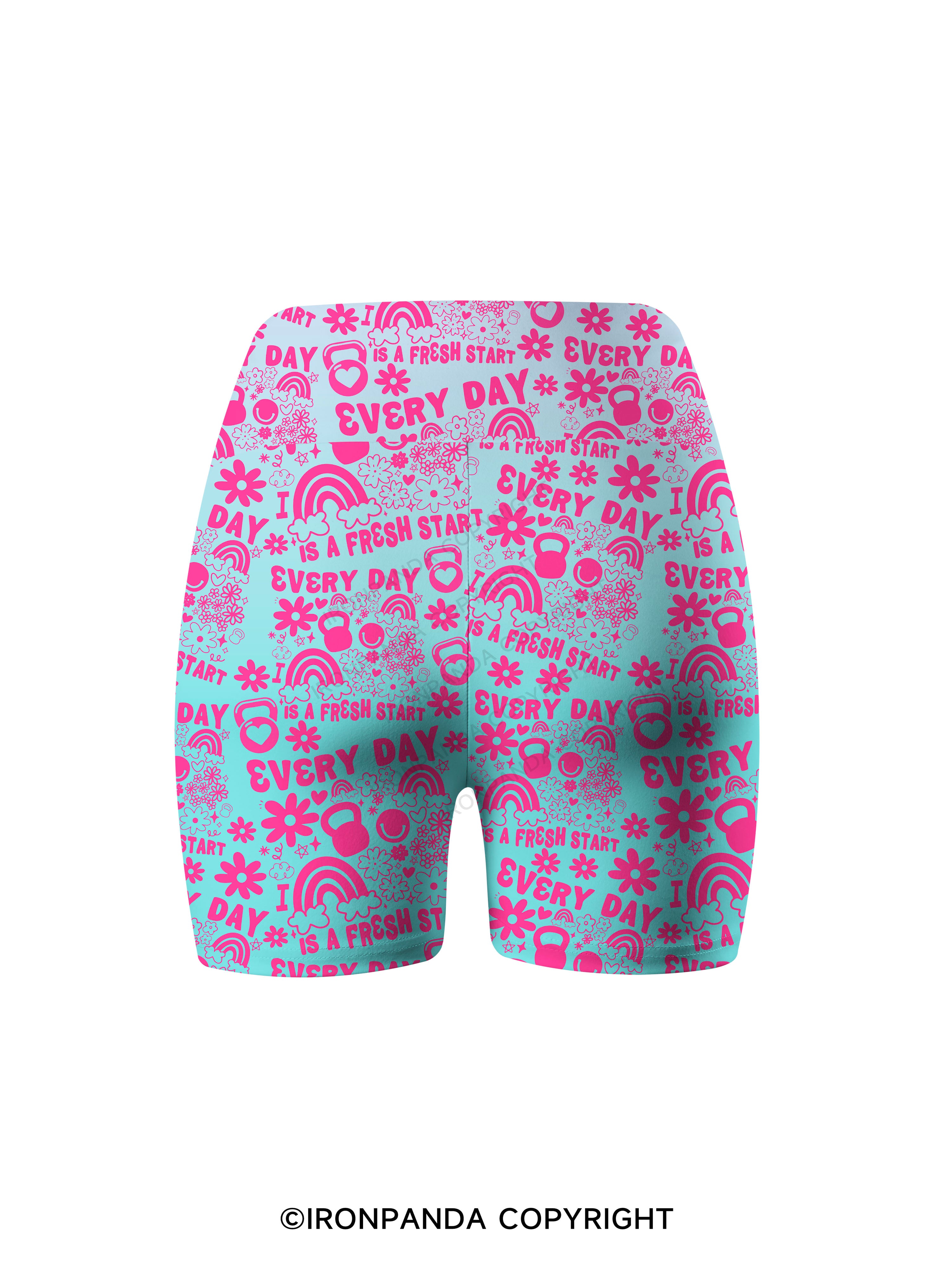 Every Day Is a Fresh Start Printed Yoga Cycling Shorts