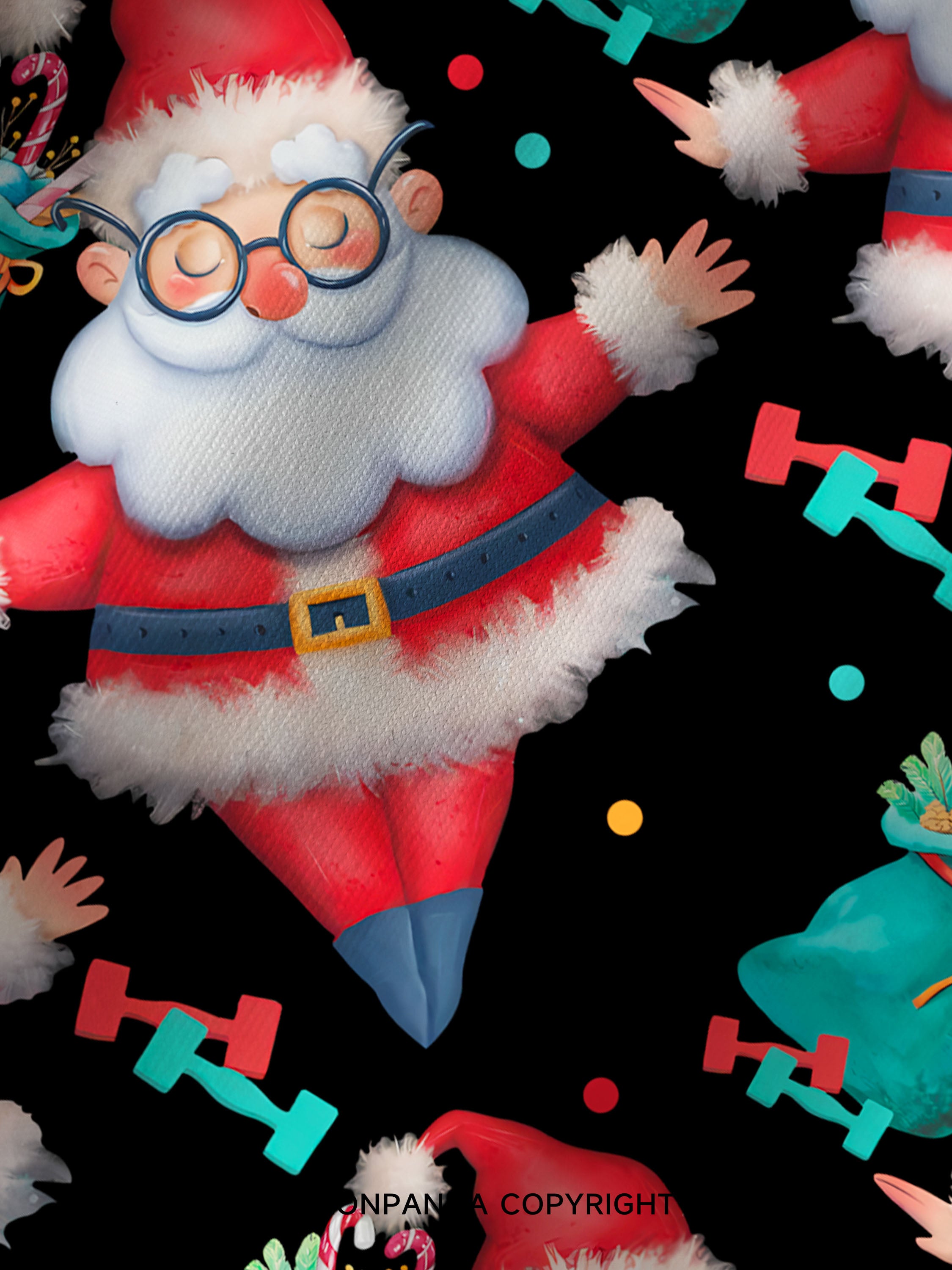 Funny Christmas Santa Knows When You Workout Printed Yoga Shorts