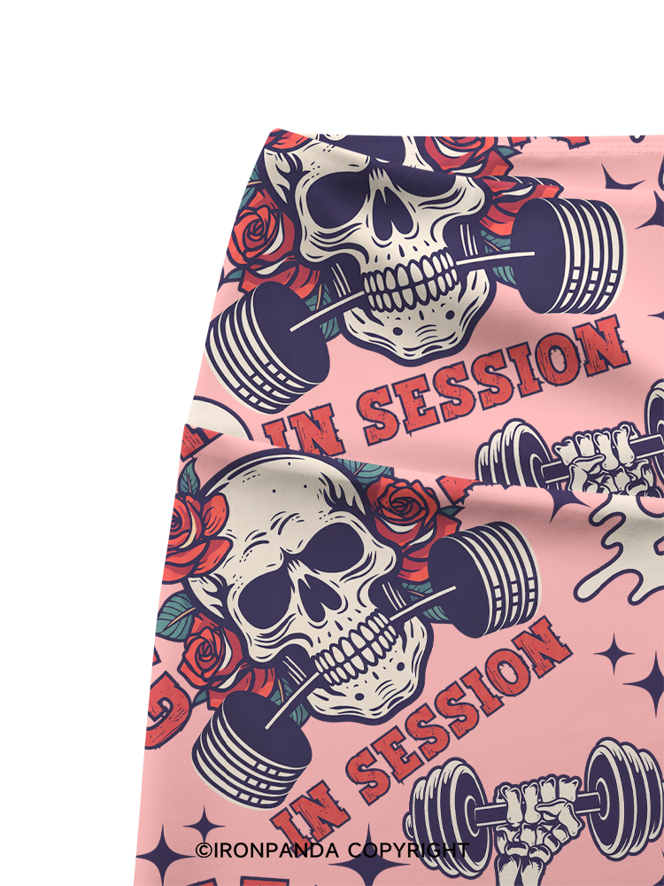 GYM THERAPY IN SESSION SKULL Printed Yoga Cycling Shorts