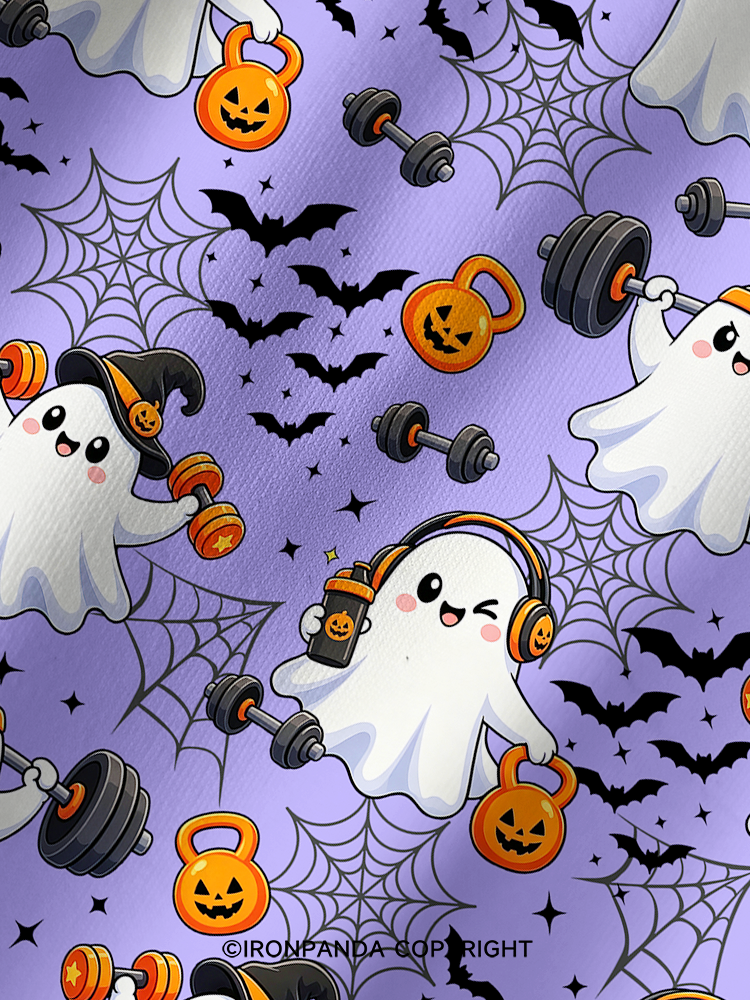 GHOST GYM OF PUMPKINS AND BARBELLS Printed Yoga Shorts