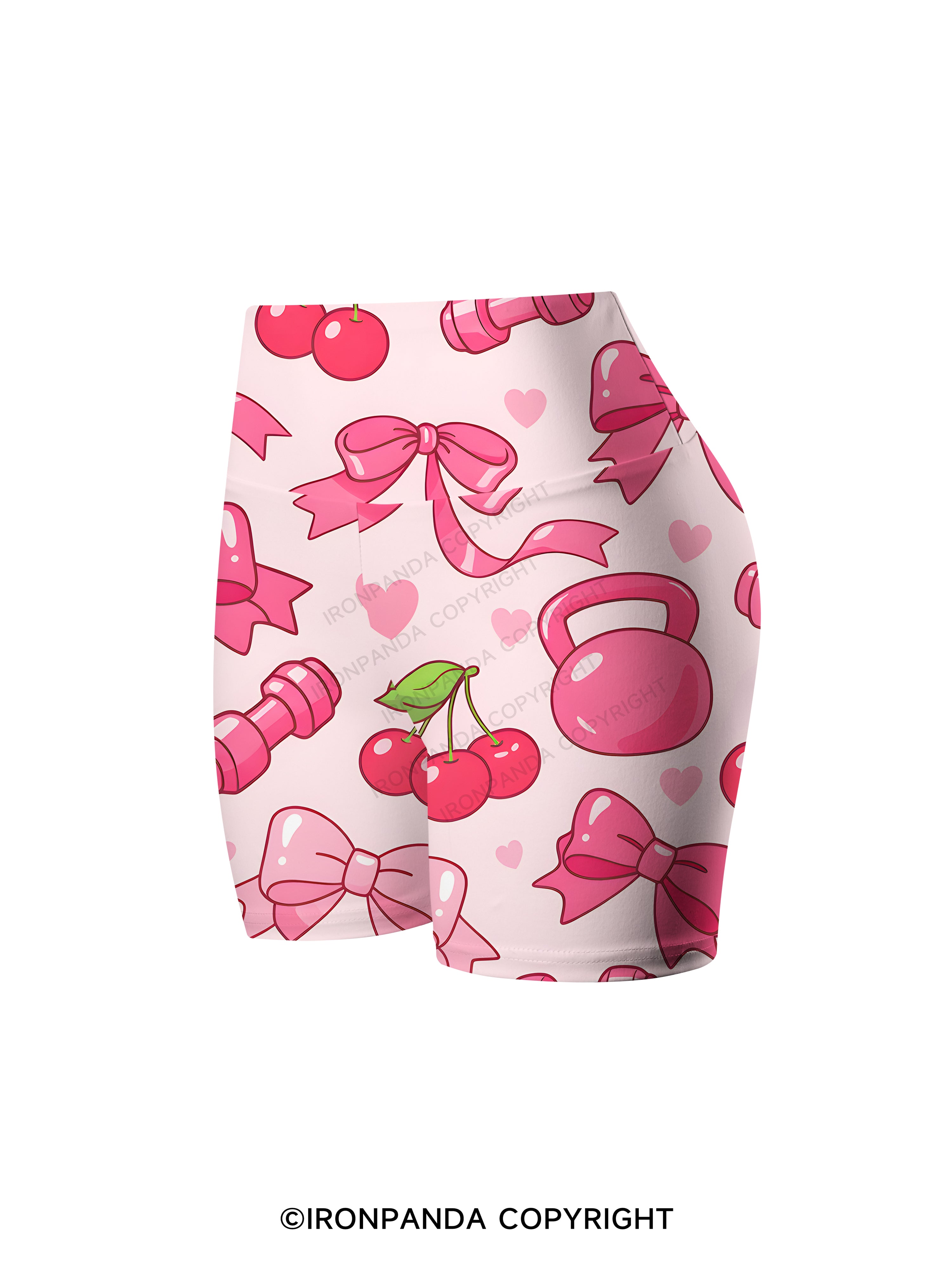 Coquette Cherry Dumbbell Printed Yoga Cycling Shorts
