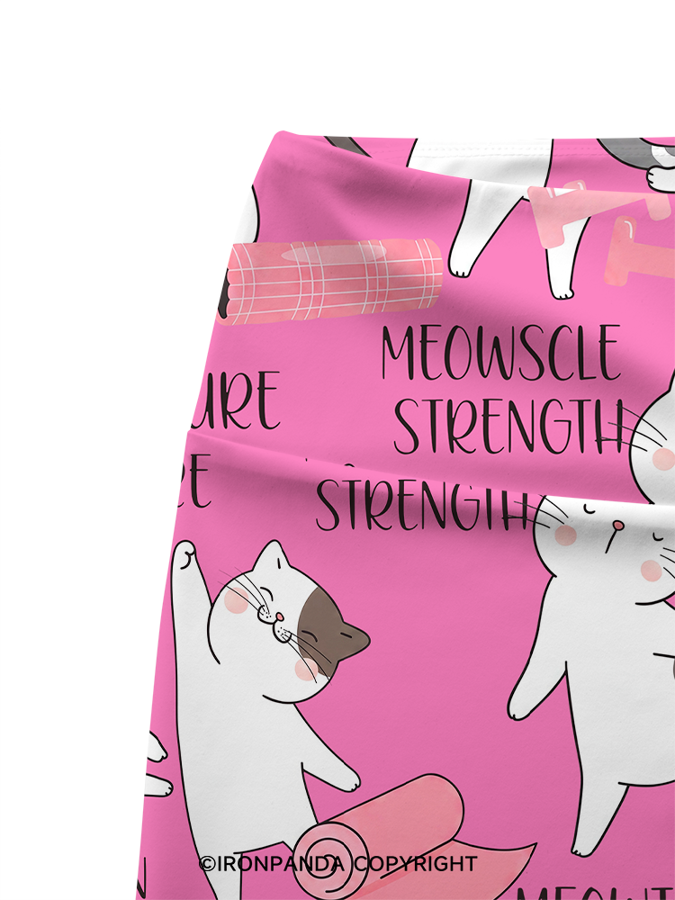 Funny Cats Pilates Printed Yoga Cycling Shorts