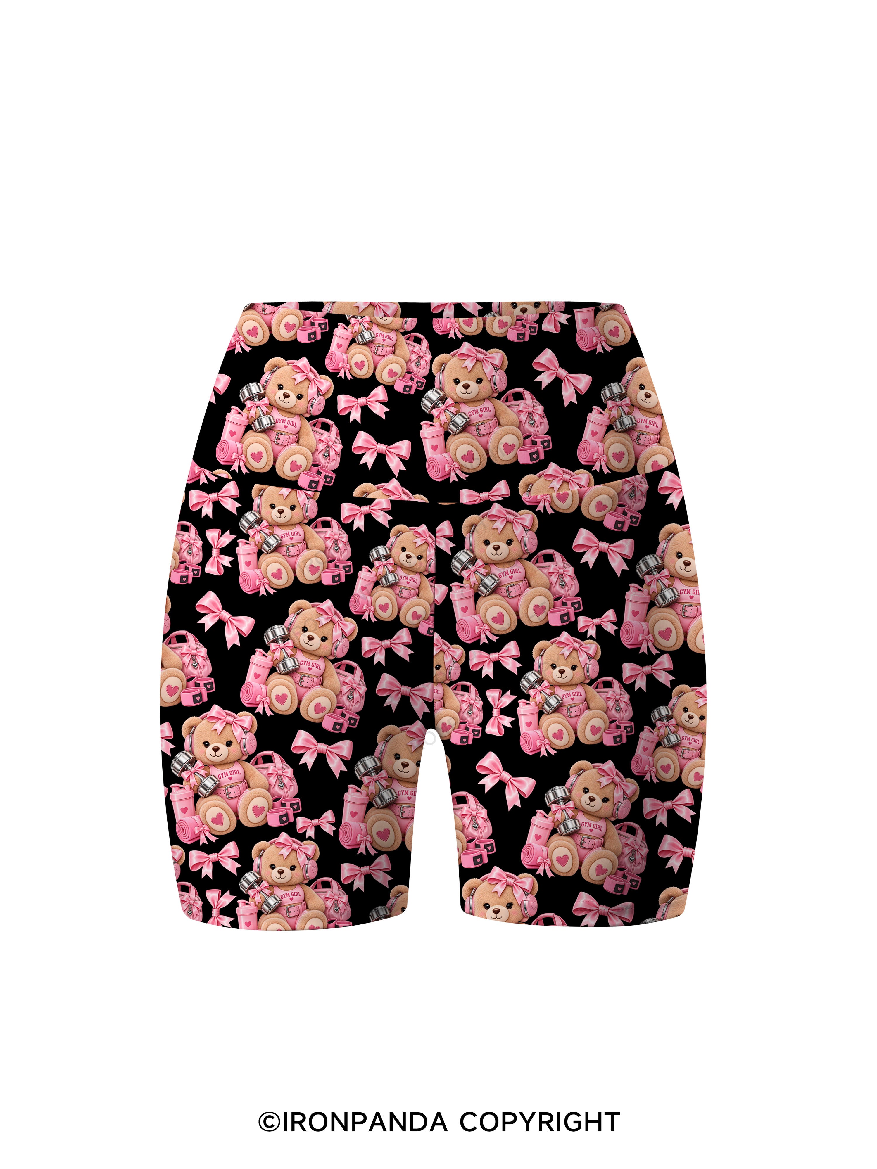 GYM GIRLIE TEDDY BEAR Printed Yoga Cycling Shorts