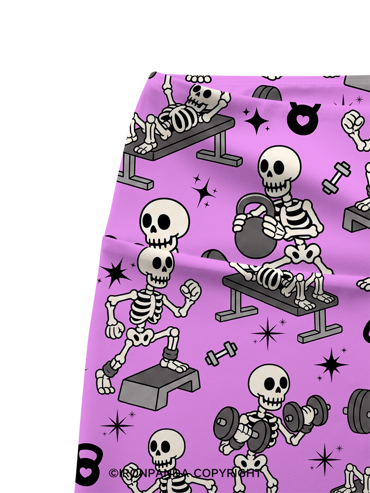 Skeleton Gym Workout Printed Yoga Cycling Shorts