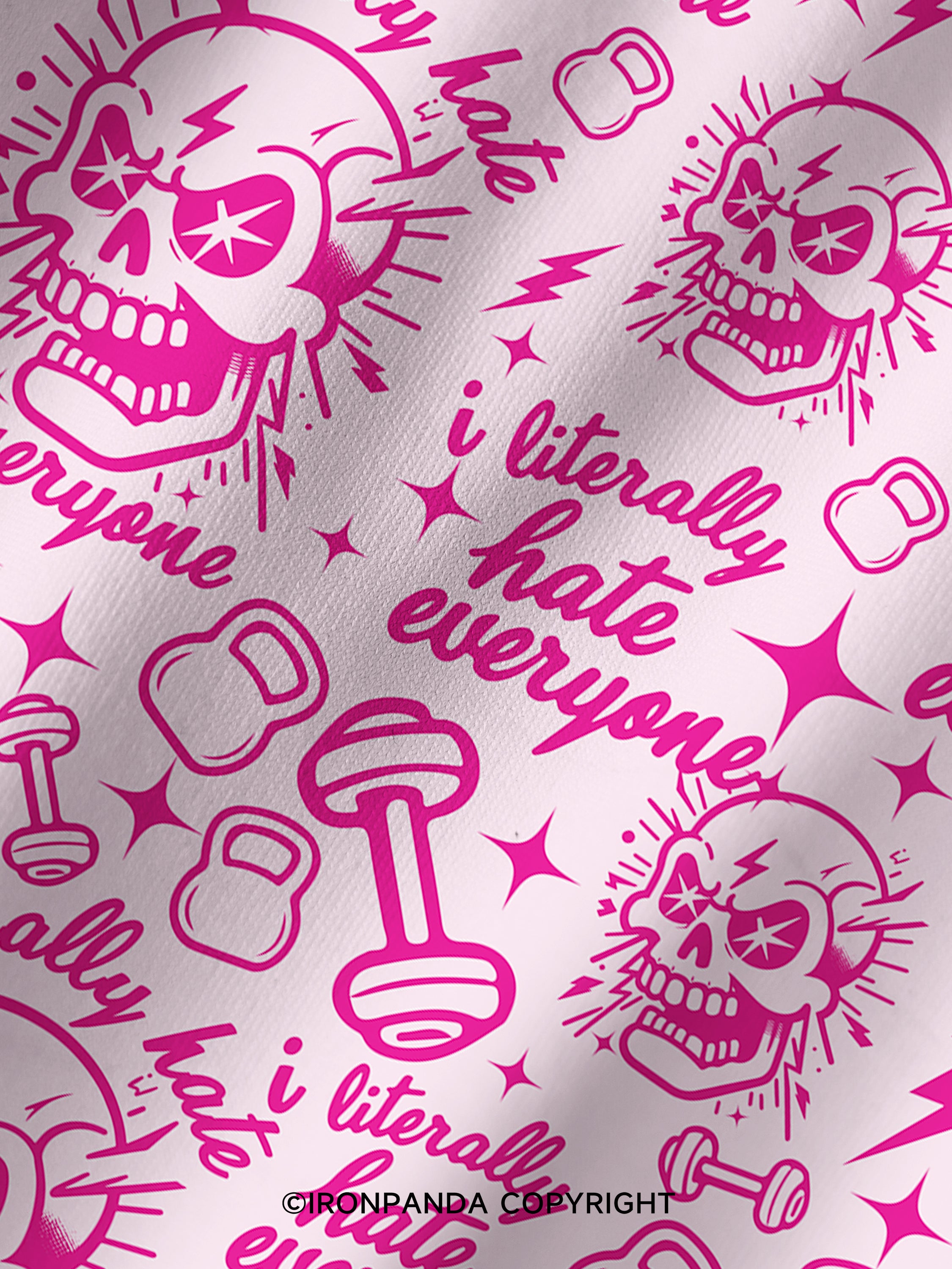 i literally hate everyone skeleton Printed Yoga Shorts