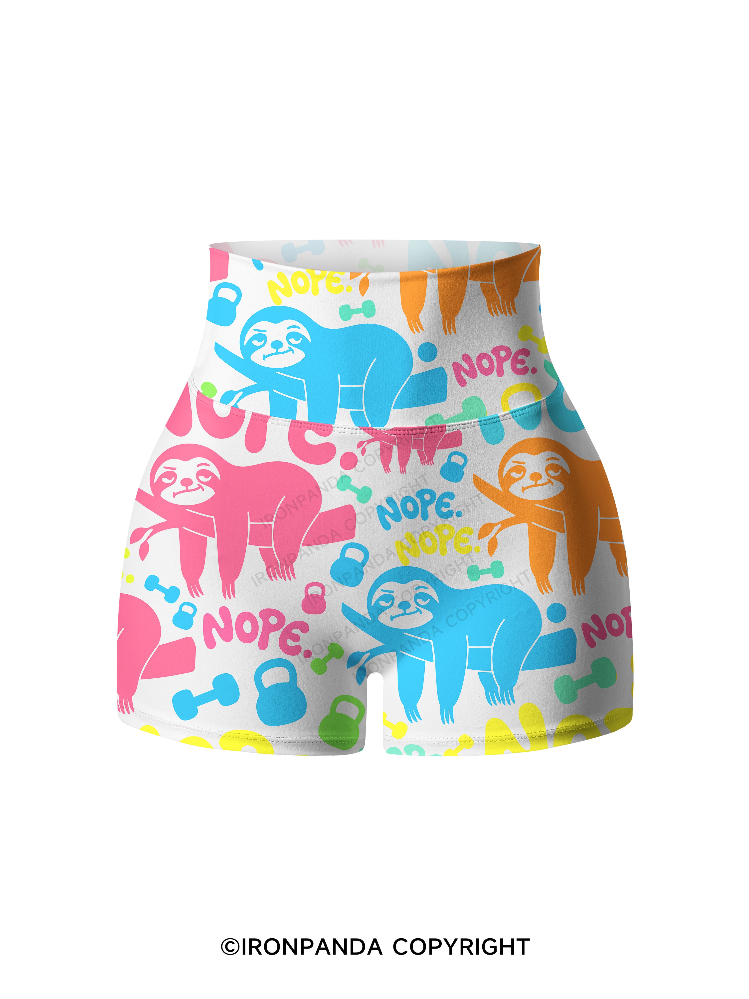 NO TODAY SLOTH Printed Yoga Shorts