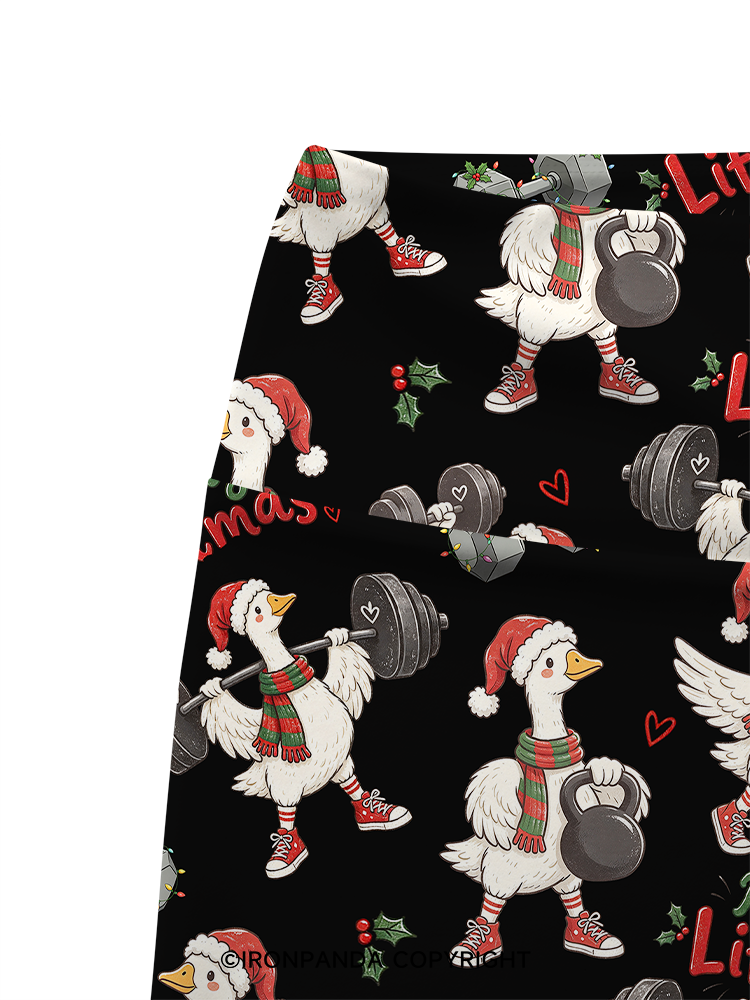 Weightlifting Christmas Goose Printed Yoga Cycling Shorts