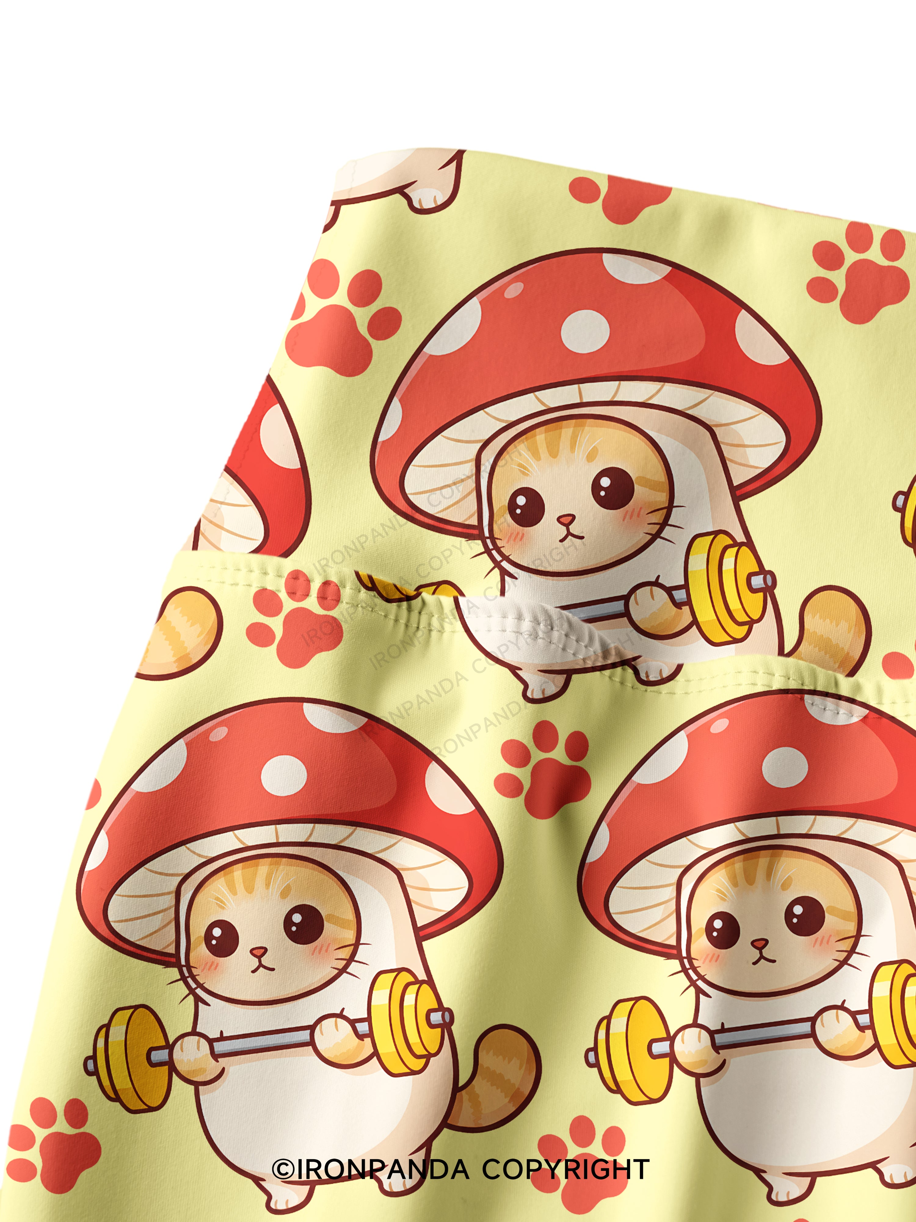 Shroomy Buff Cat Printed Yoga Pants