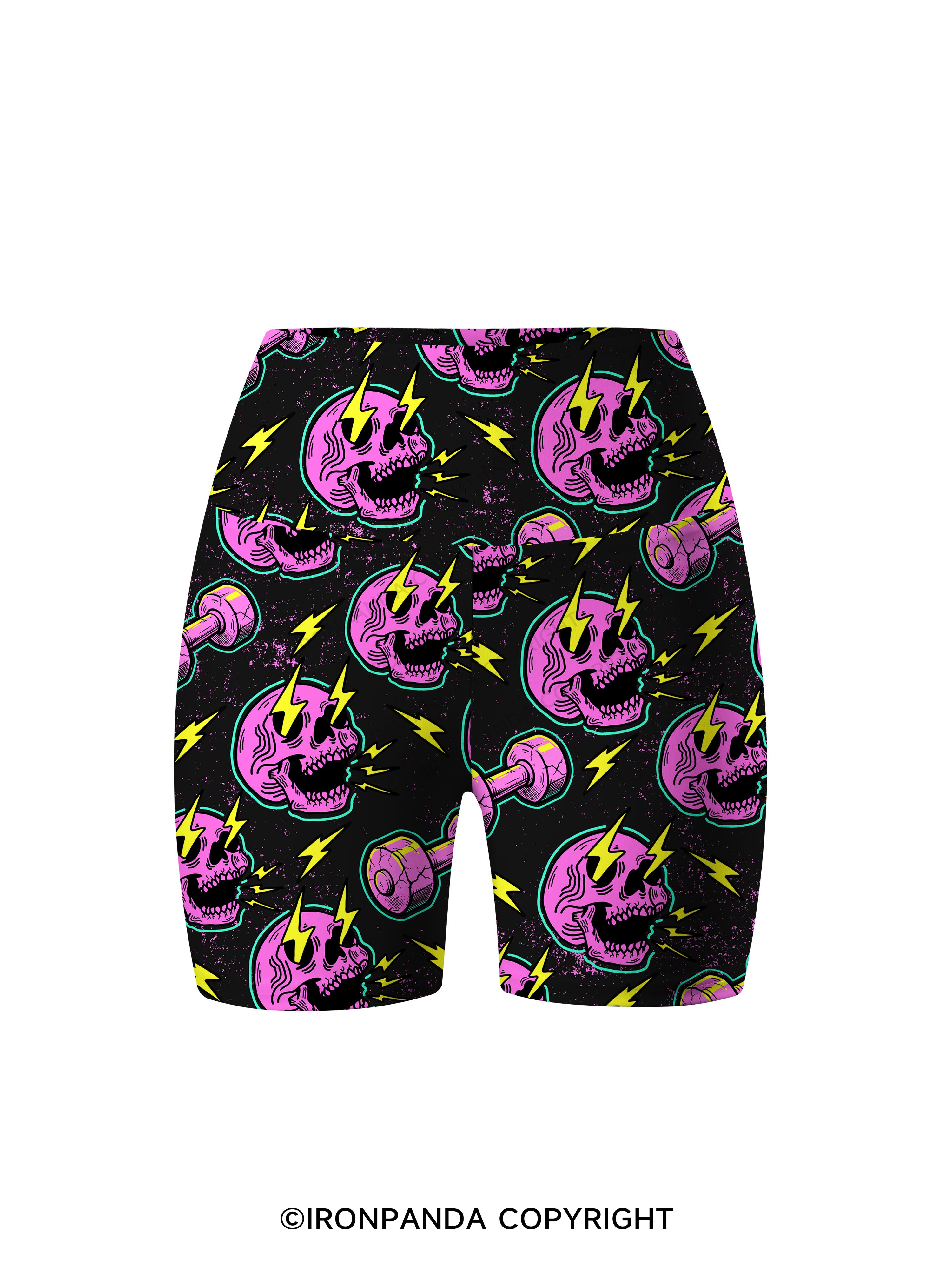 LIGHTNING SKELETON Printed Yoga Cycling Shorts