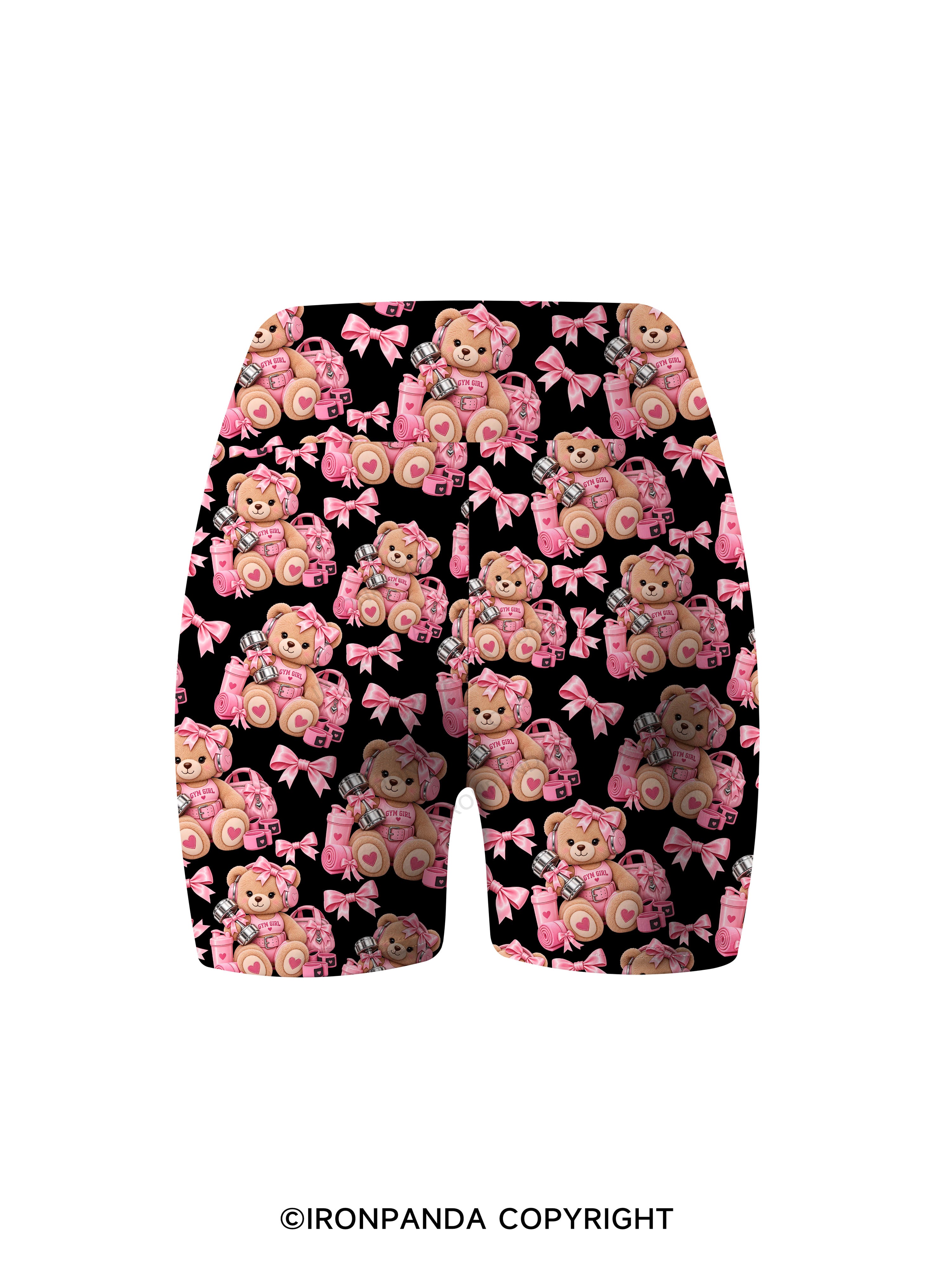 GYM GIRLIE TEDDY BEAR Printed Yoga Cycling Shorts