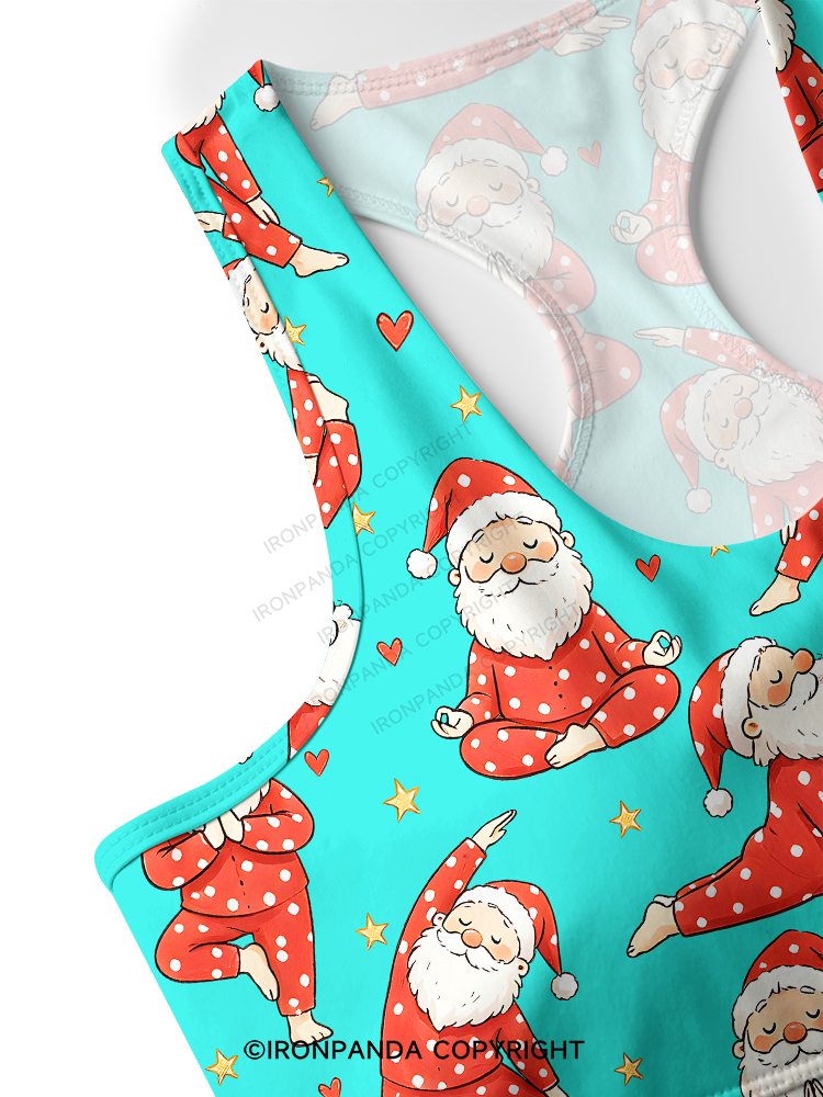Funny Santa Yoga Racerback Sports Bra