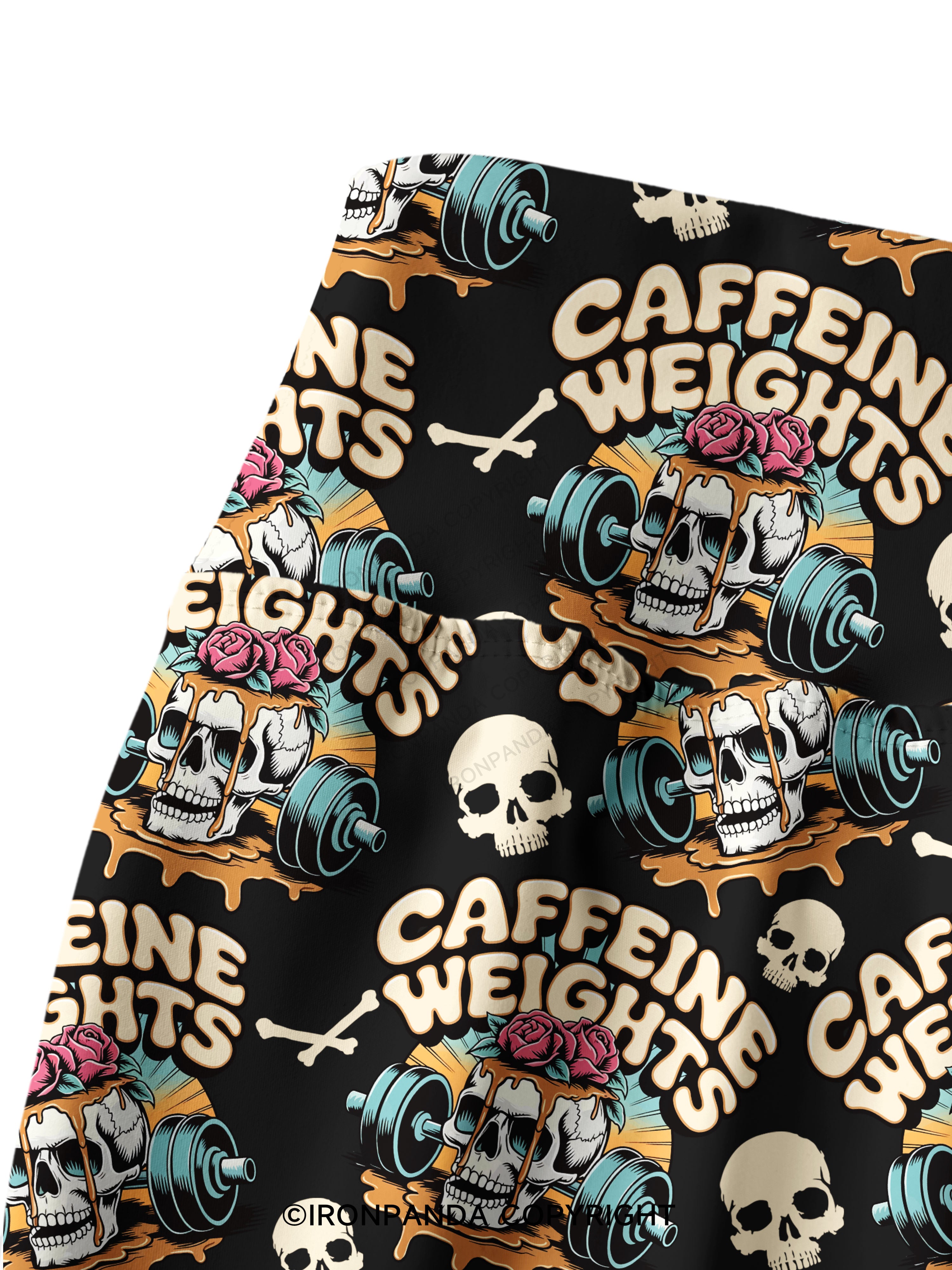 Caffeine weights skeleton Printed Yoga Pants