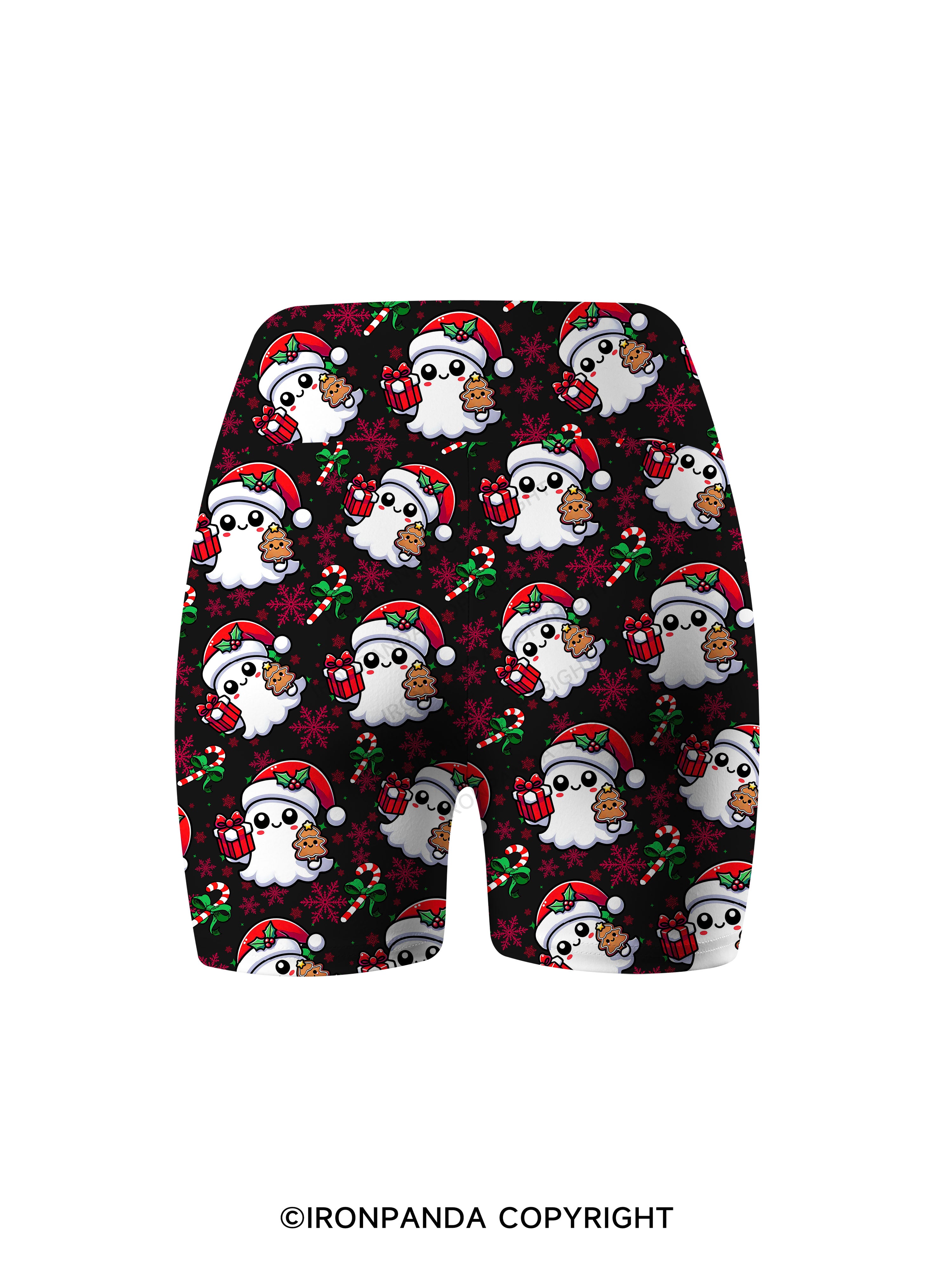 SPOOKY SPIRITS SPREADING CHRISTMAS CHEER! Printed Yoga Cycling Shorts