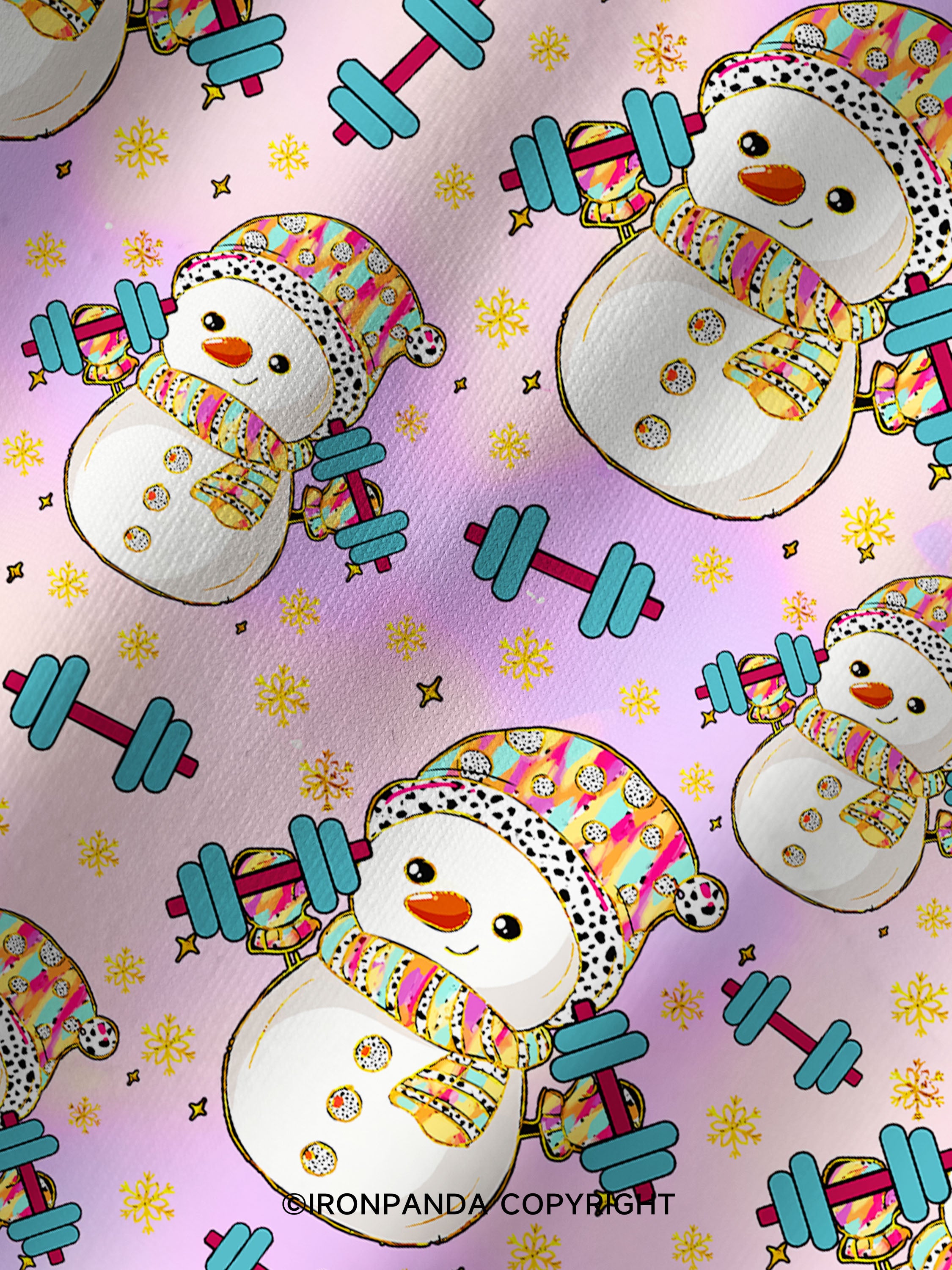 Christmas Weightlifting Snowman Printed Yoga Shorts