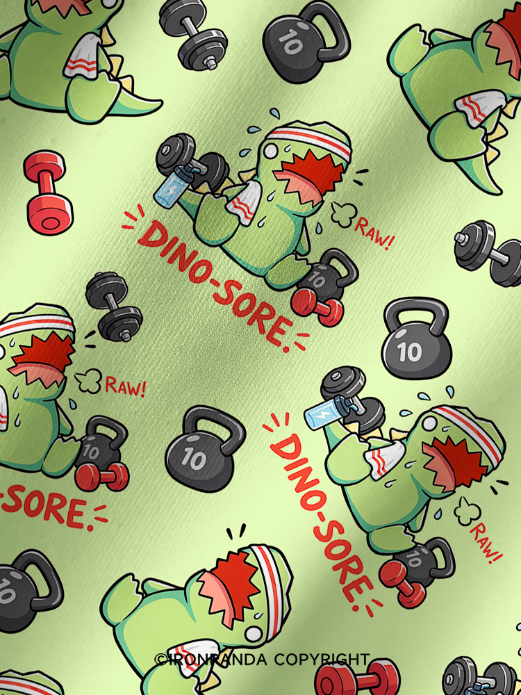DINO-SORE GYM Printed Yoga Shorts