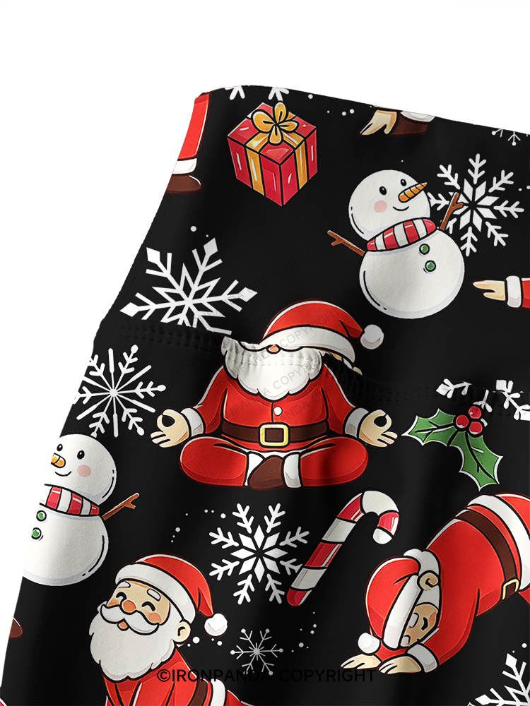 Santa Claus Yoga Poses Printed Yoga Pants