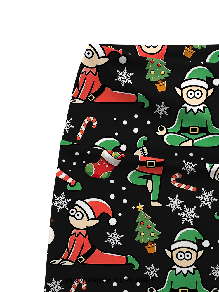 Funny Christmas Elf Printed Yoga Cycling Shorts