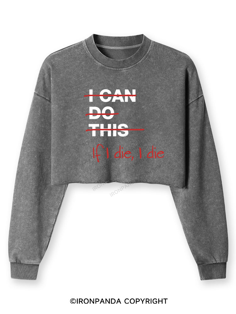 IF I DIE I DIE Washed Long-Sleeve Crop Top