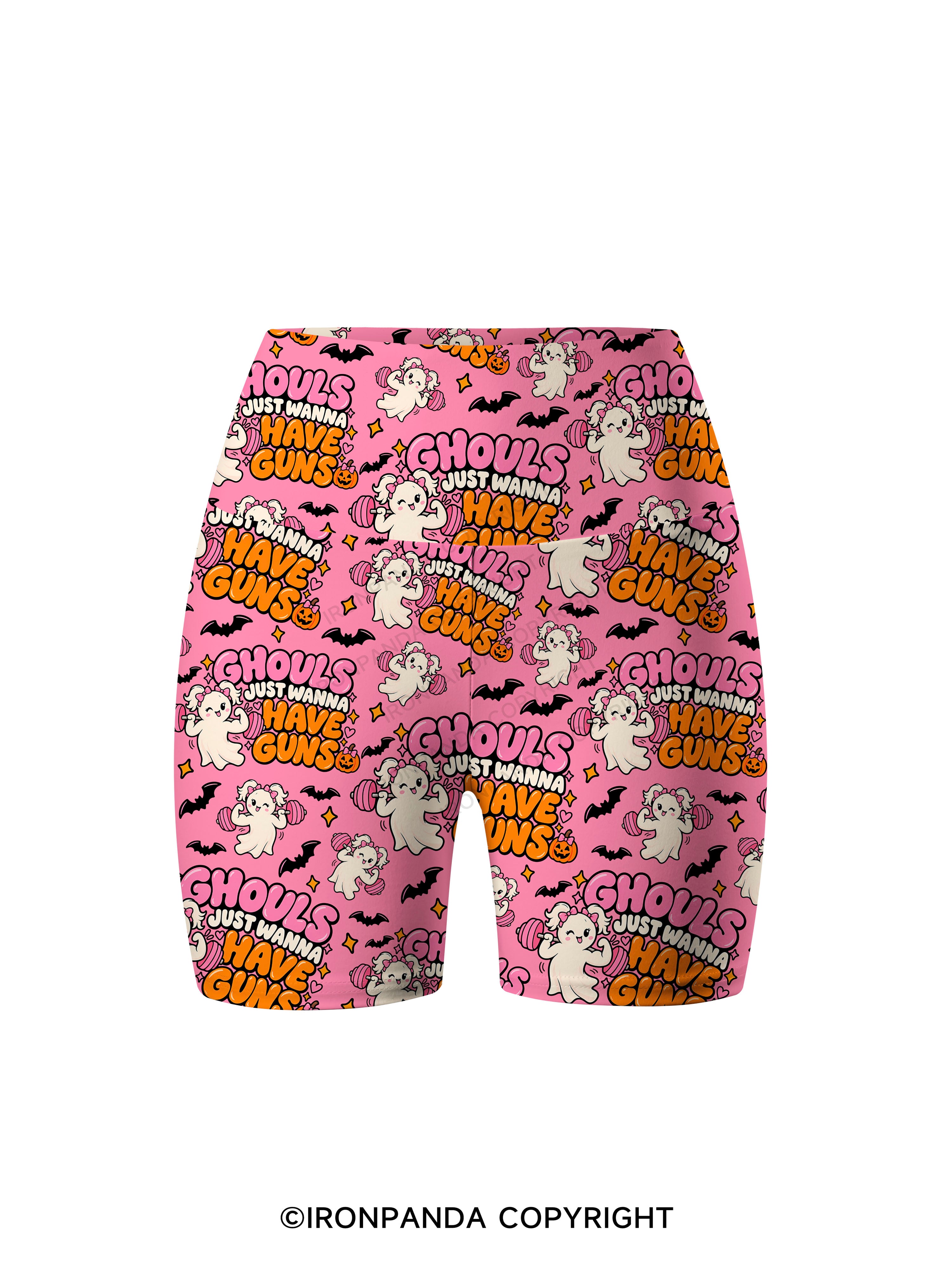 GHOULS JUST WANNA HAVE GUNS Printed Yoga Cycling Shorts