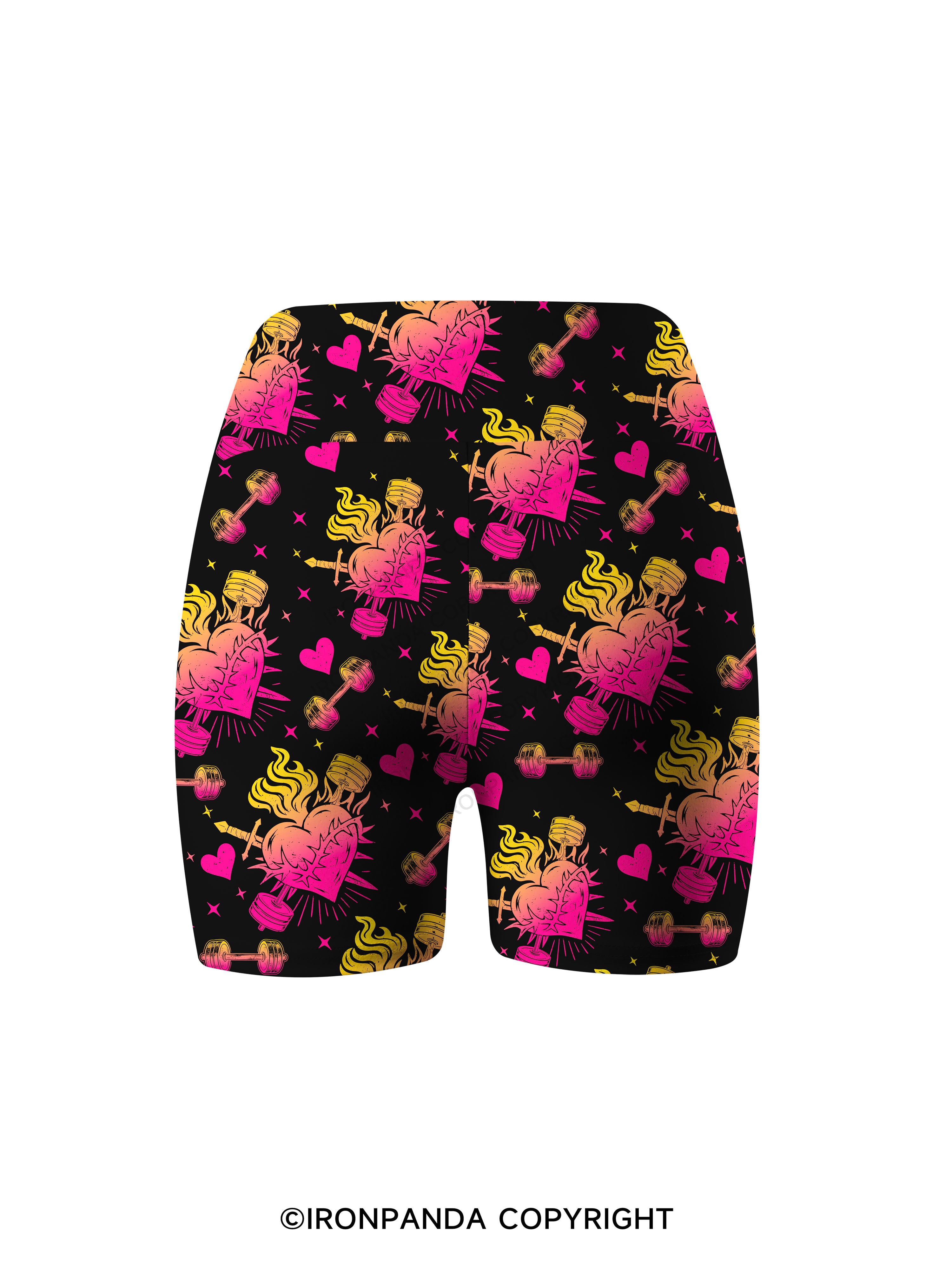 IRON HEART WITH FIRE Printed Yoga Cycling Shorts