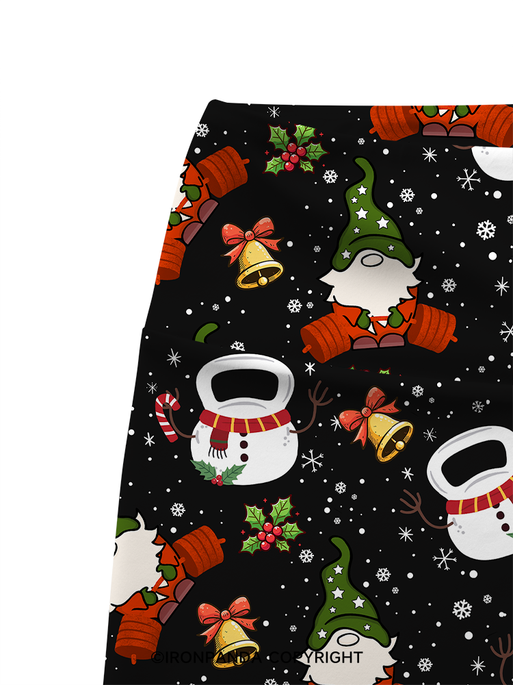 CHRISTMAS KETTLEBELL GNOMES Printed Yoga Cycling Shorts