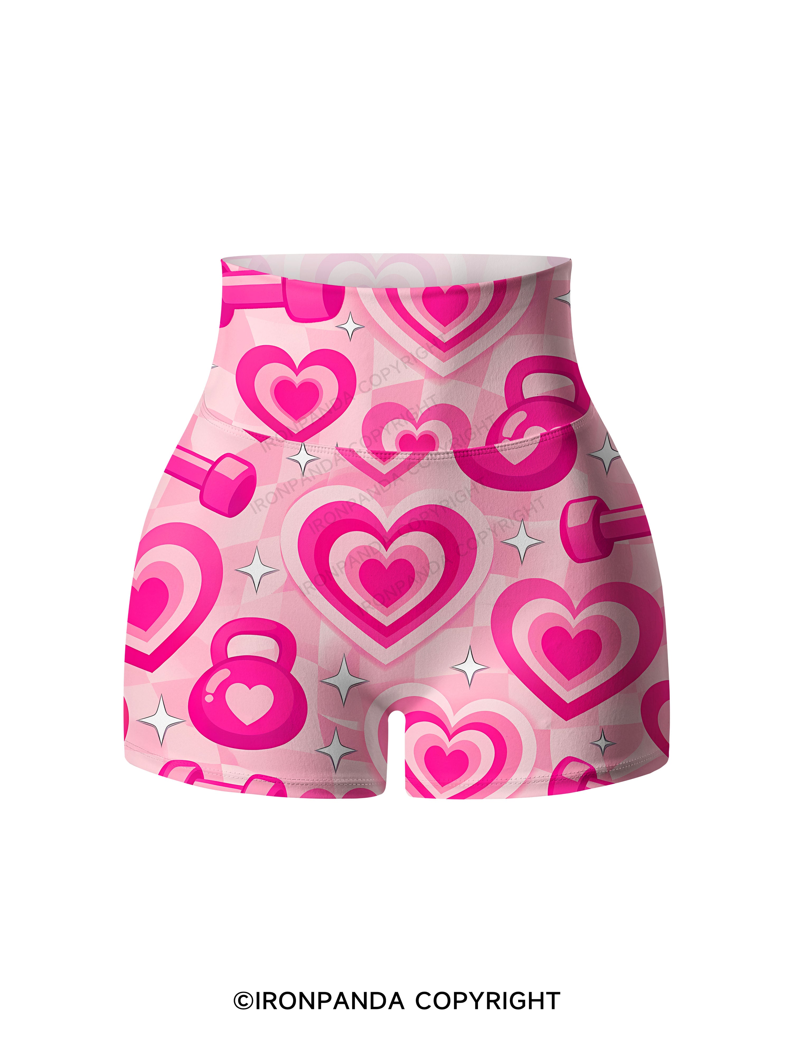 Coquette Heart Fitness Printed Yoga Shorts