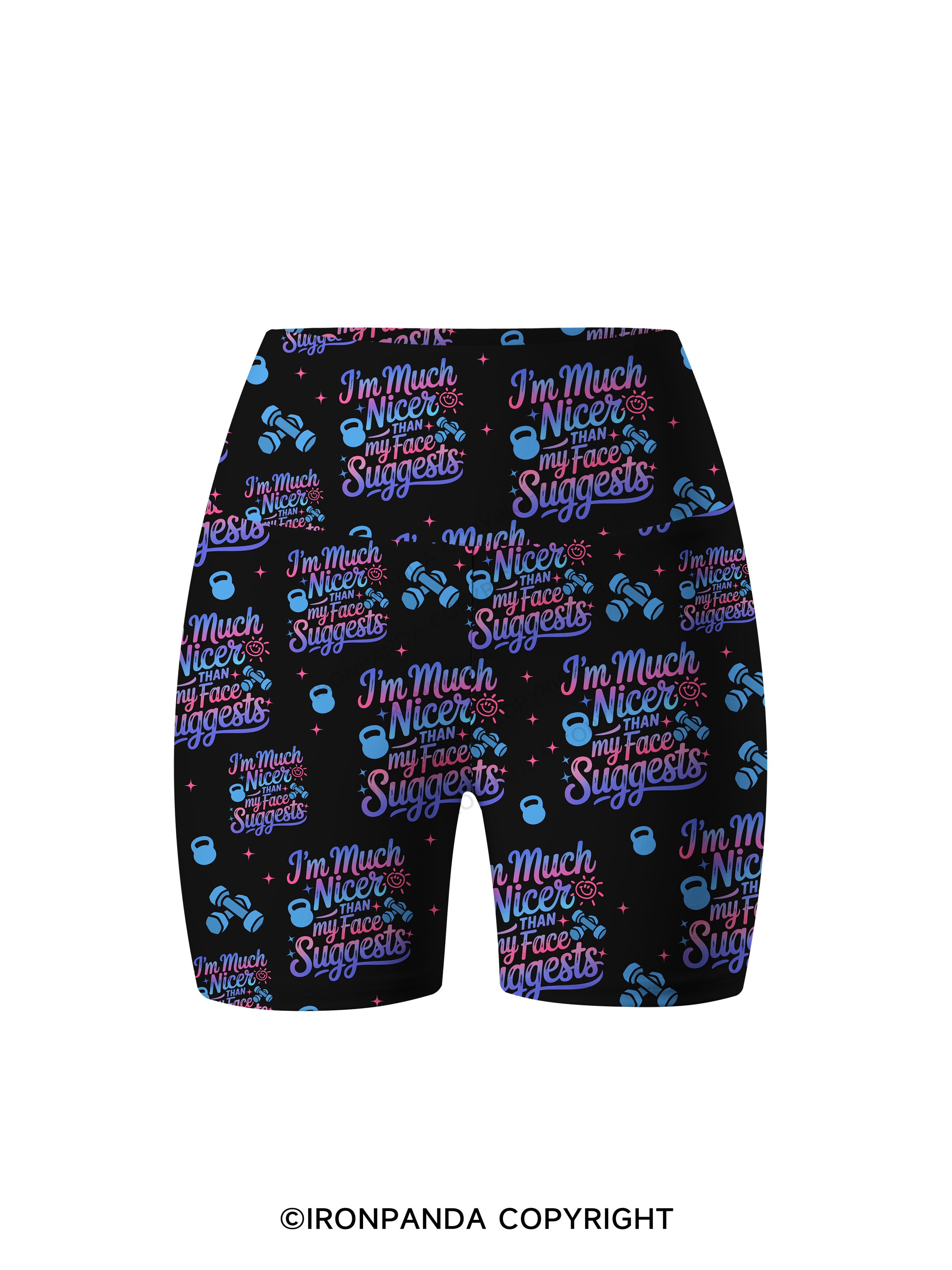 i'm much nicer than my face suggests Printed Yoga Cycling Shorts