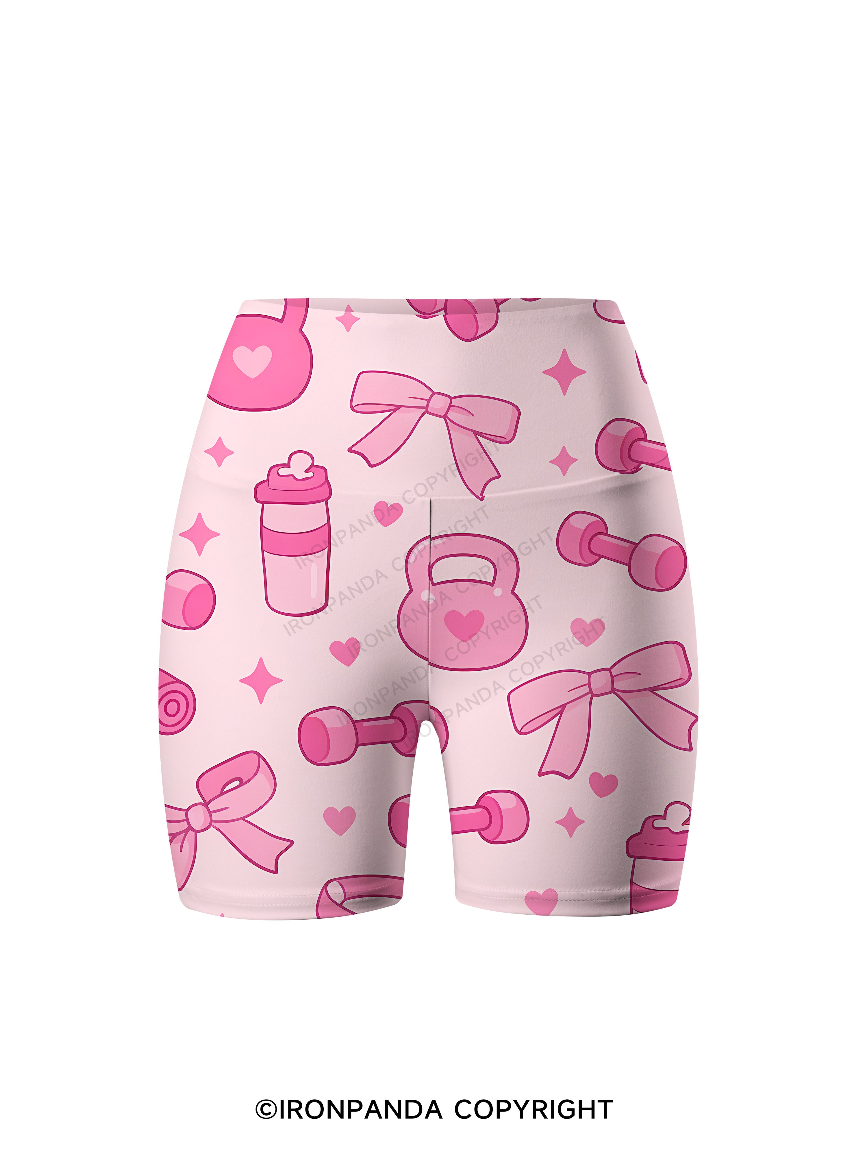 Bow Dumbbell Kettlebell Printed Yoga Cycling Shorts