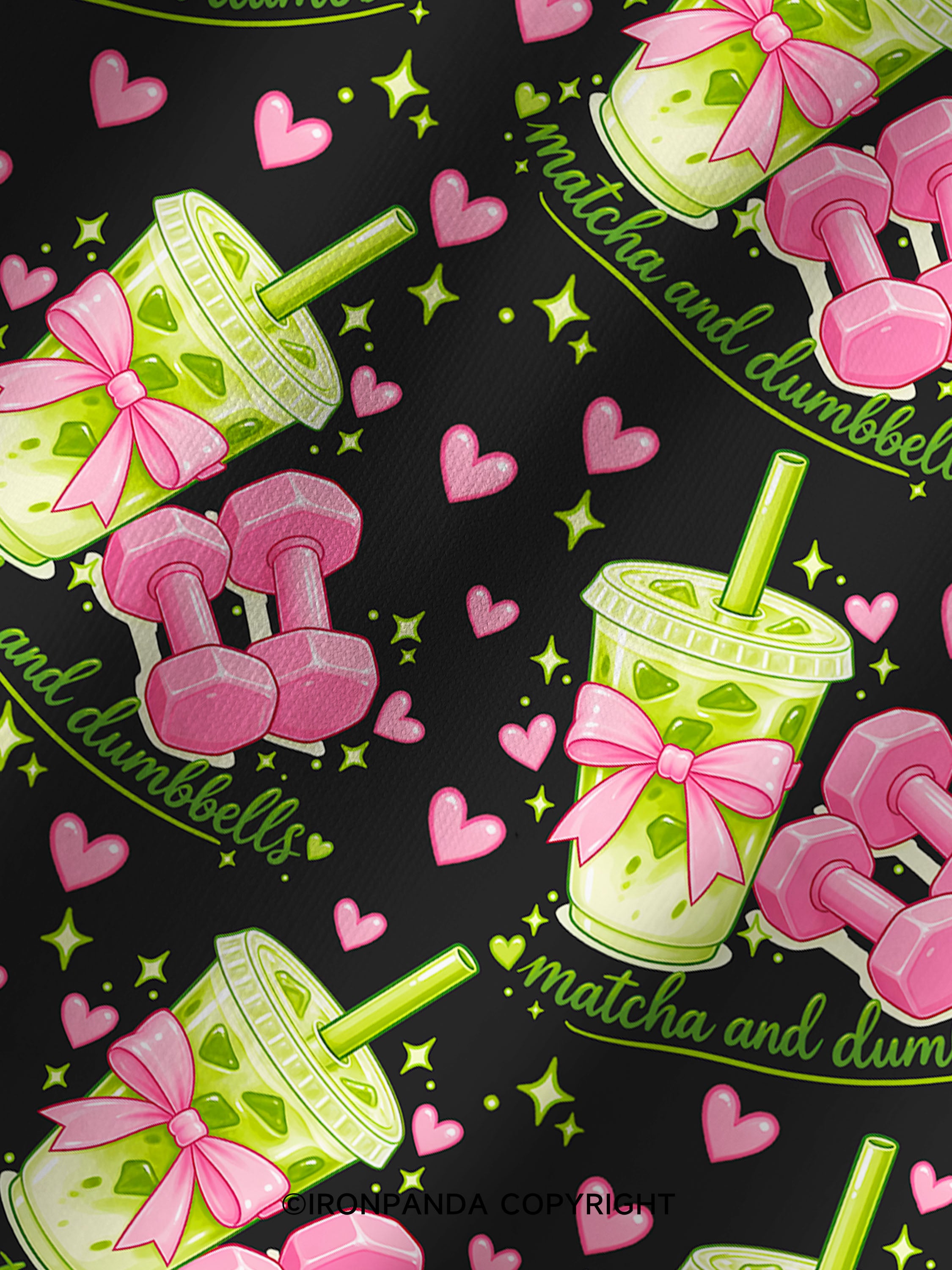 MATCHA AND DUMBBELL MATCHA LOVER Printed Yoga Shorts