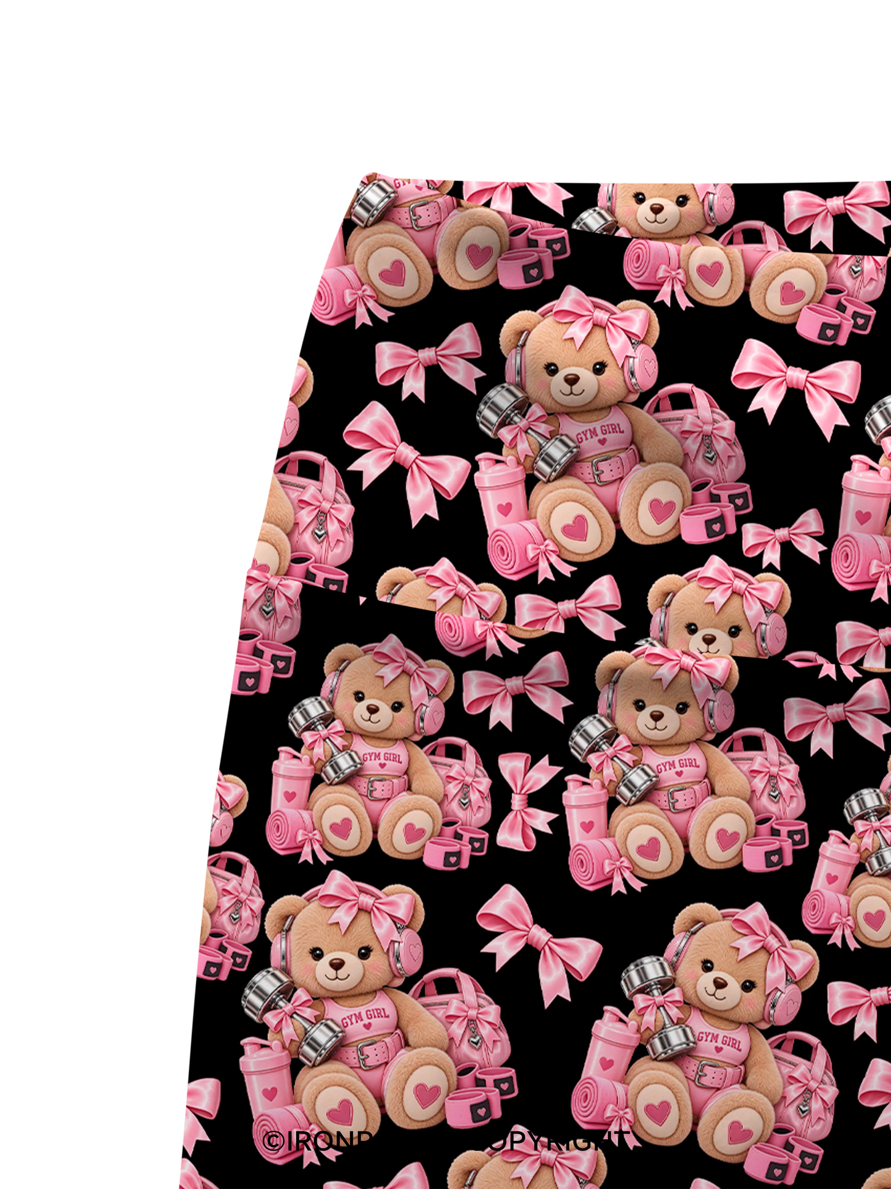 GYM GIRLIE TEDDY BEAR Printed Yoga Cycling Shorts