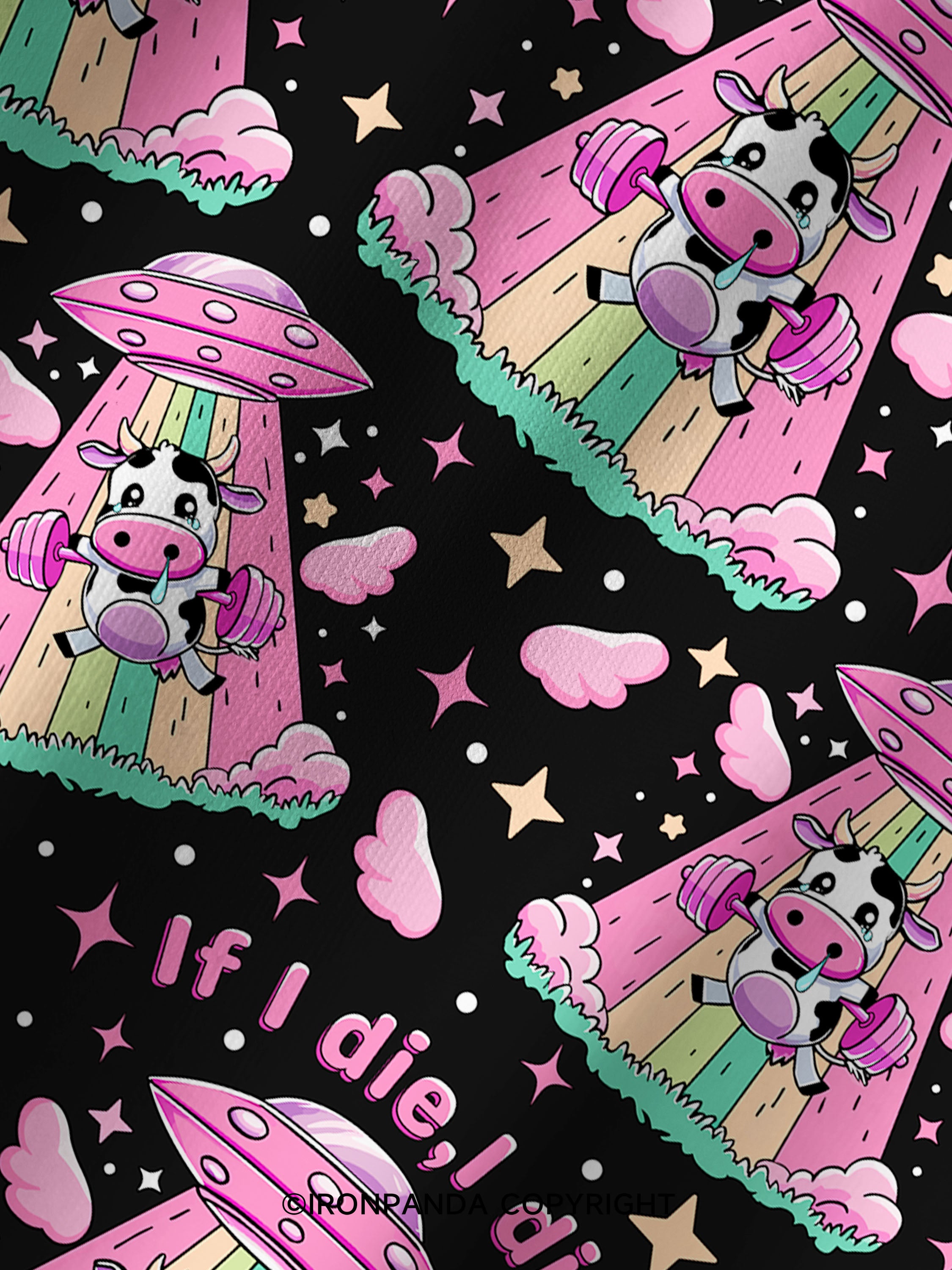 IF I DIE I DIE COW Print Printed Yoga Shorts