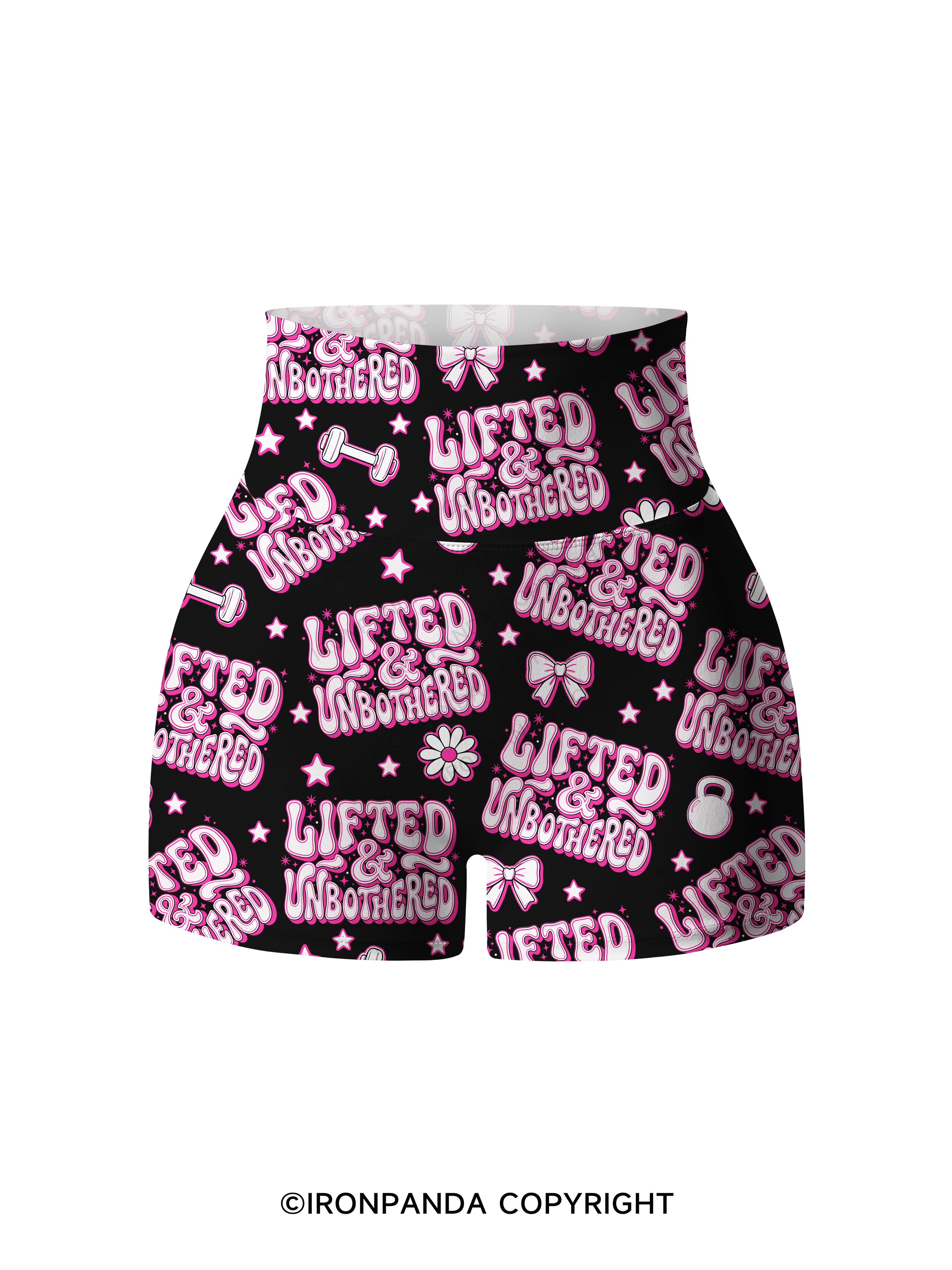 Lifted And Unbothered Printed Yoga Shorts