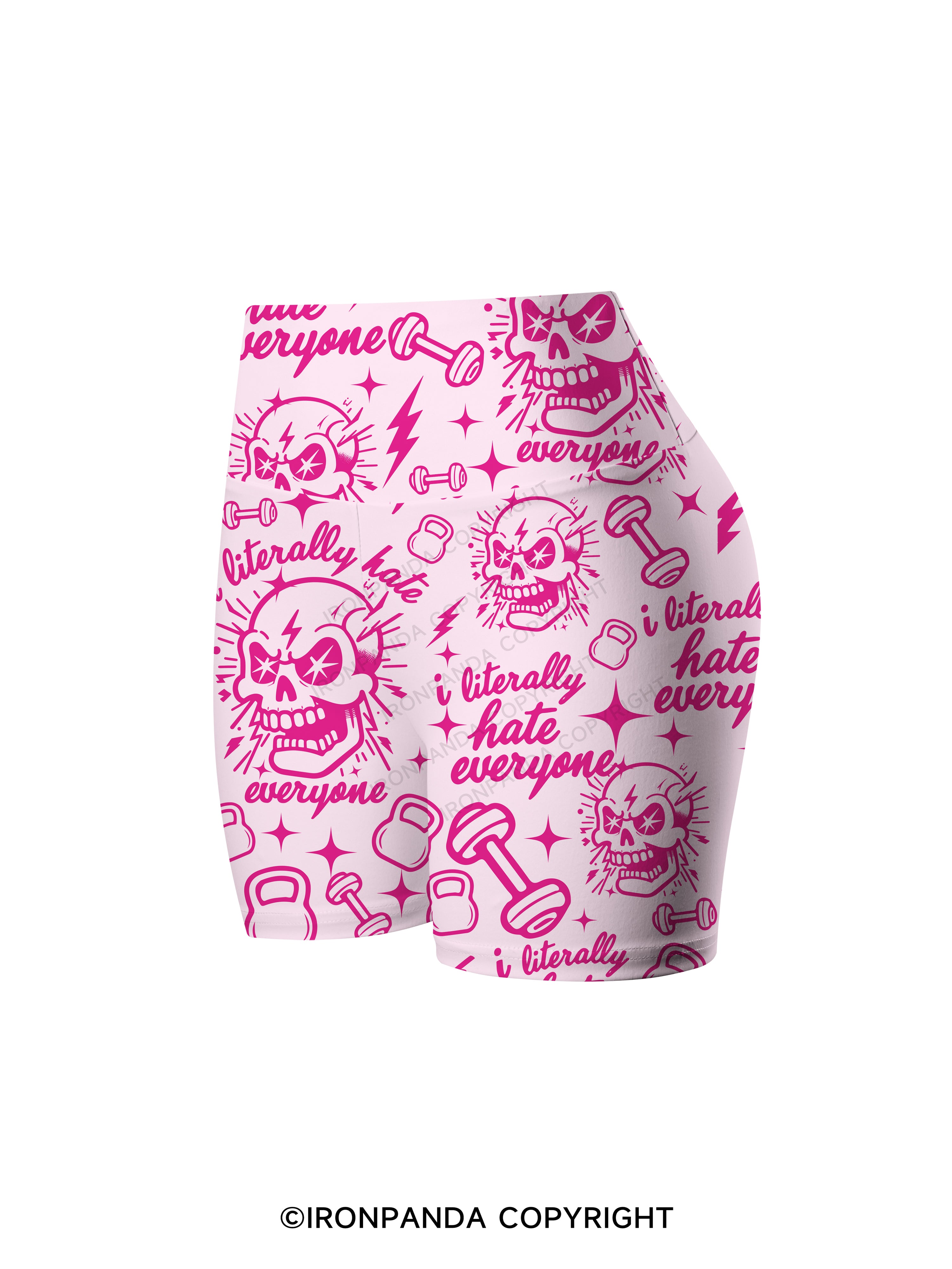 i literally hate everyone skeleton Printed Yoga Cycling Shorts