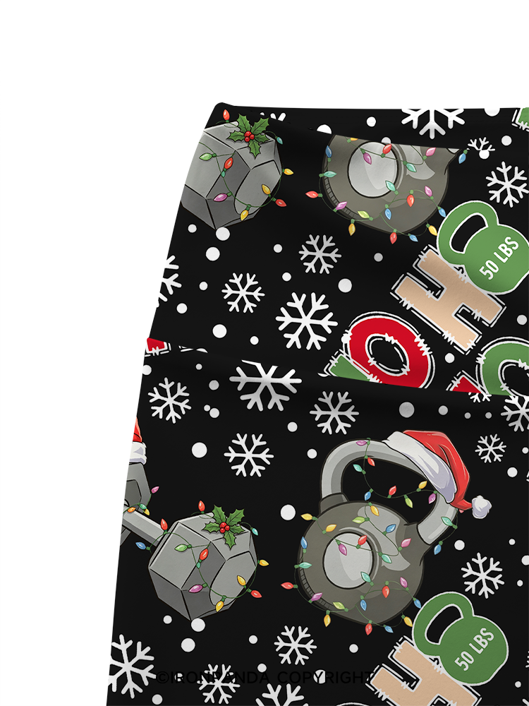 HOHOHO MERRY LIFTMASS Printed Yoga Cycling Shorts