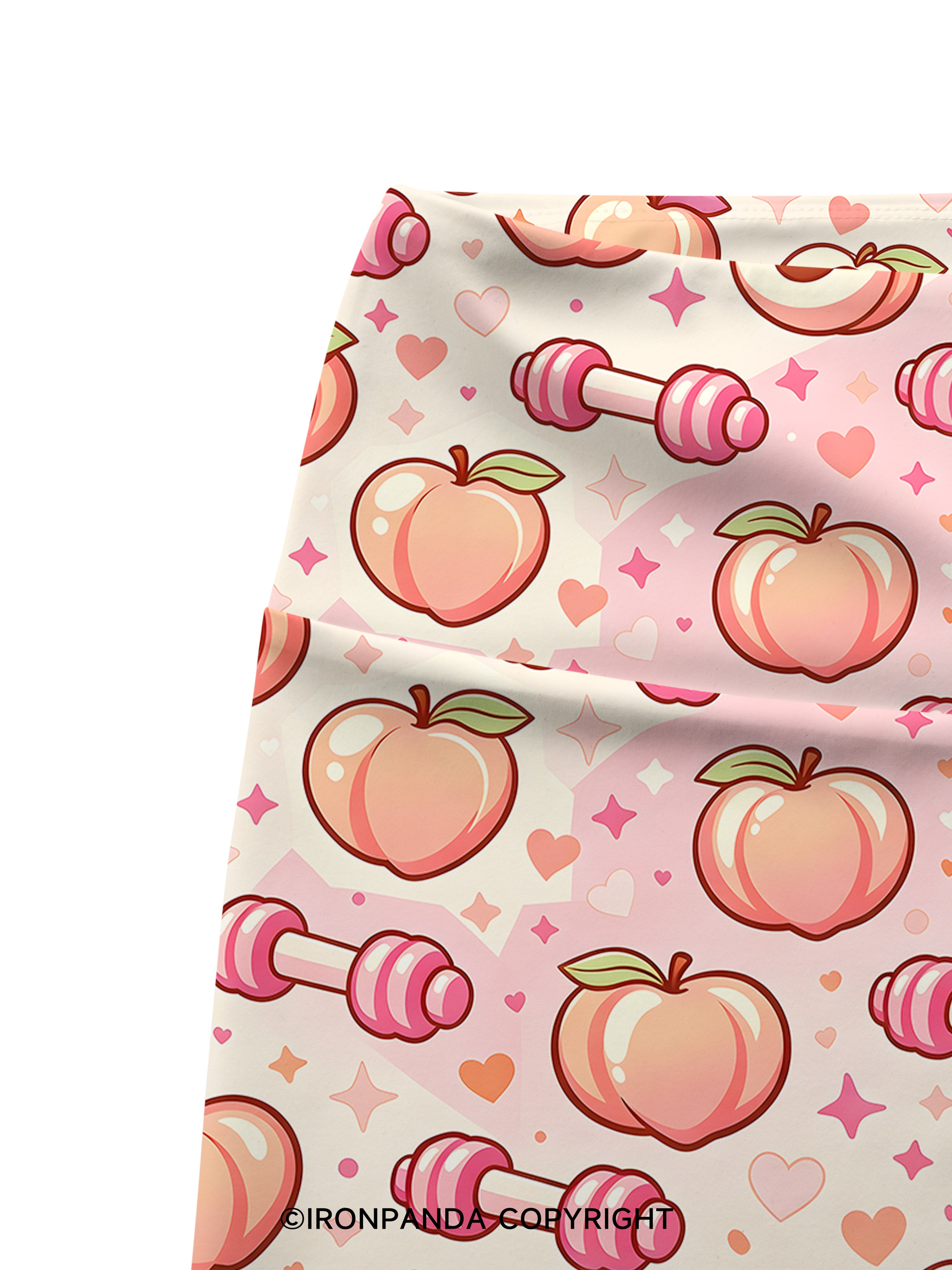 Peach Dumbbell Printed Yoga Cycling Shorts
