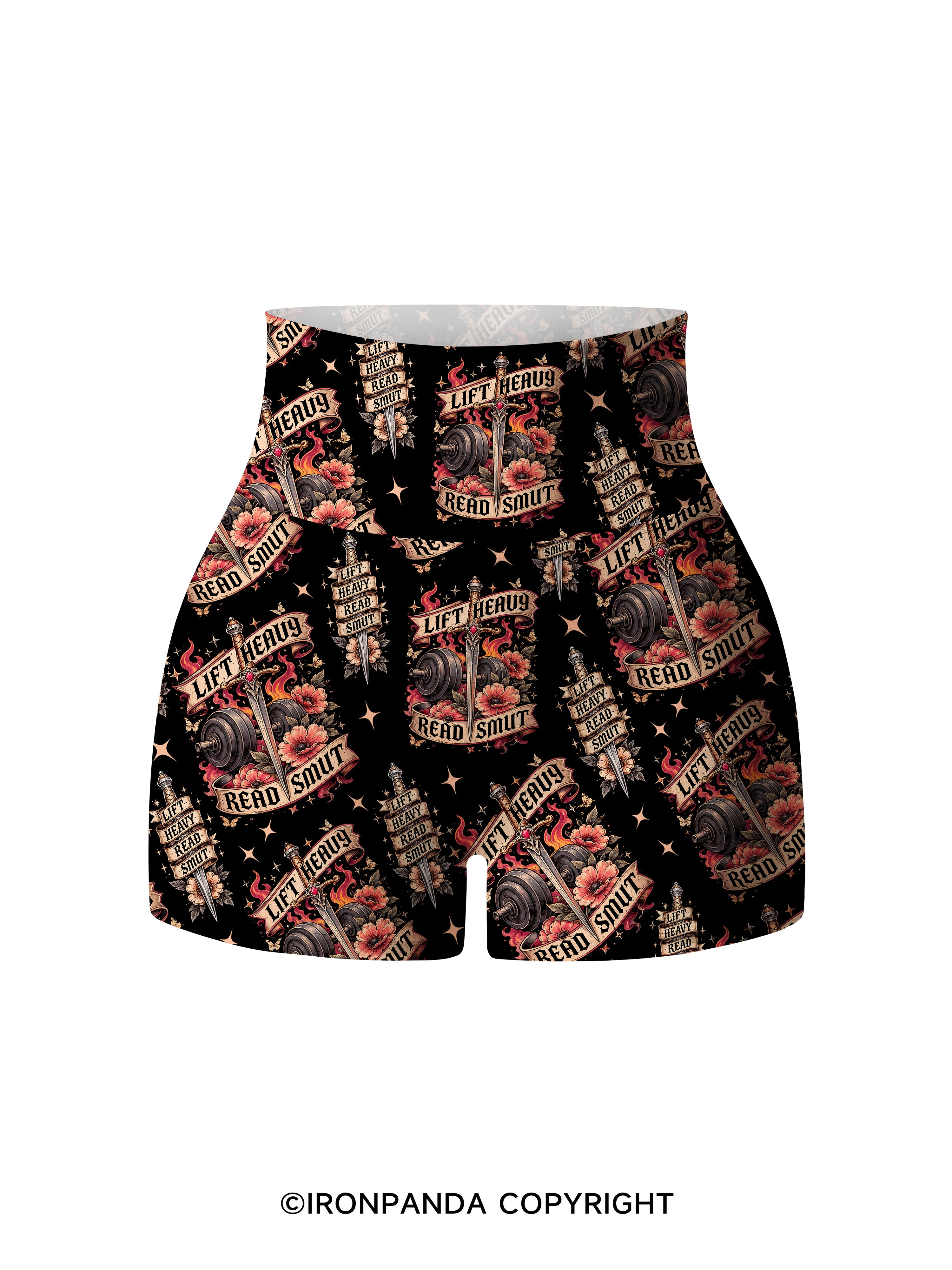 Lift Heavy Read Smut Printed Yoga Shorts