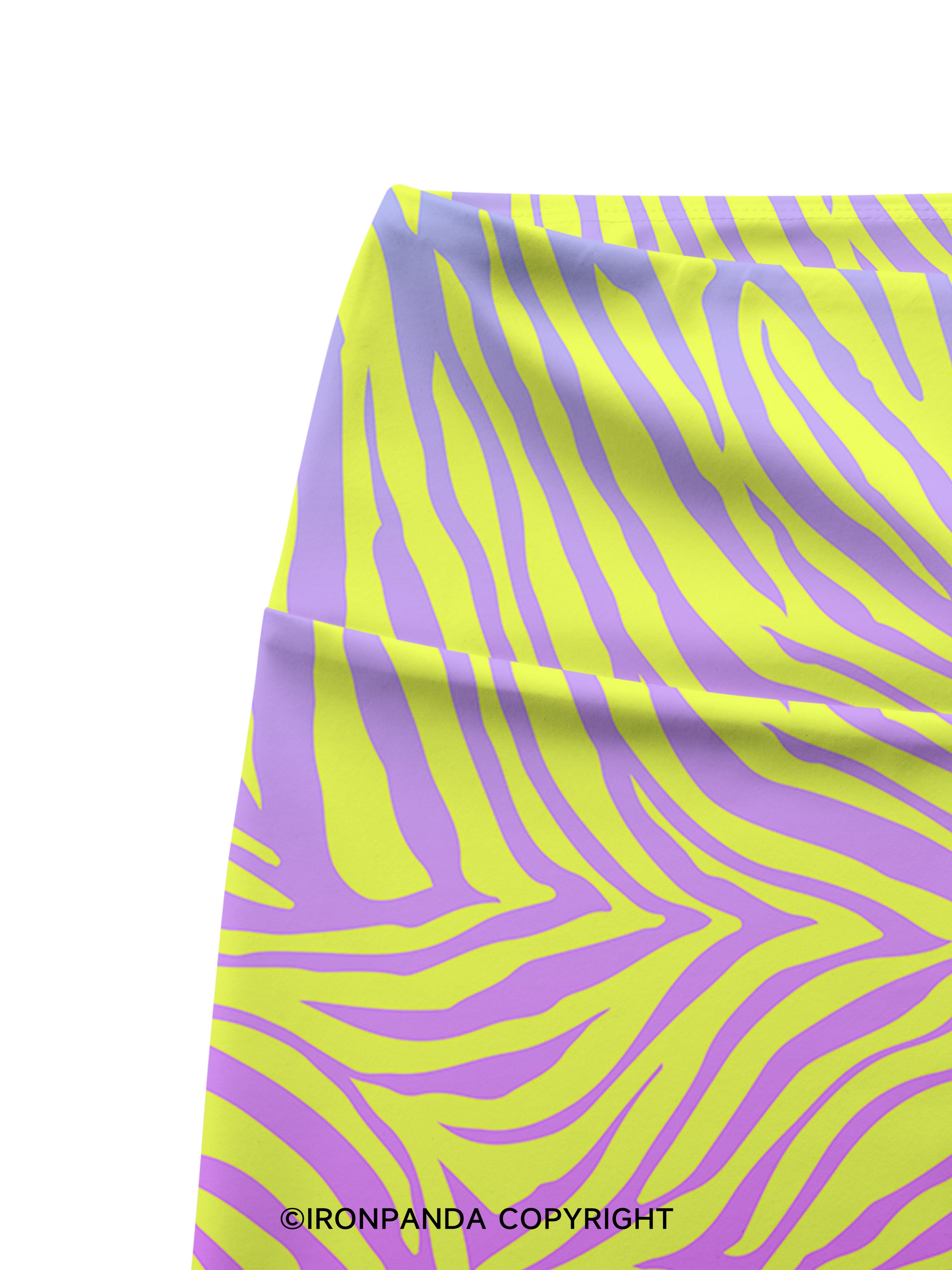 Purple Lime Zebra Printed Yoga Cycling Shorts