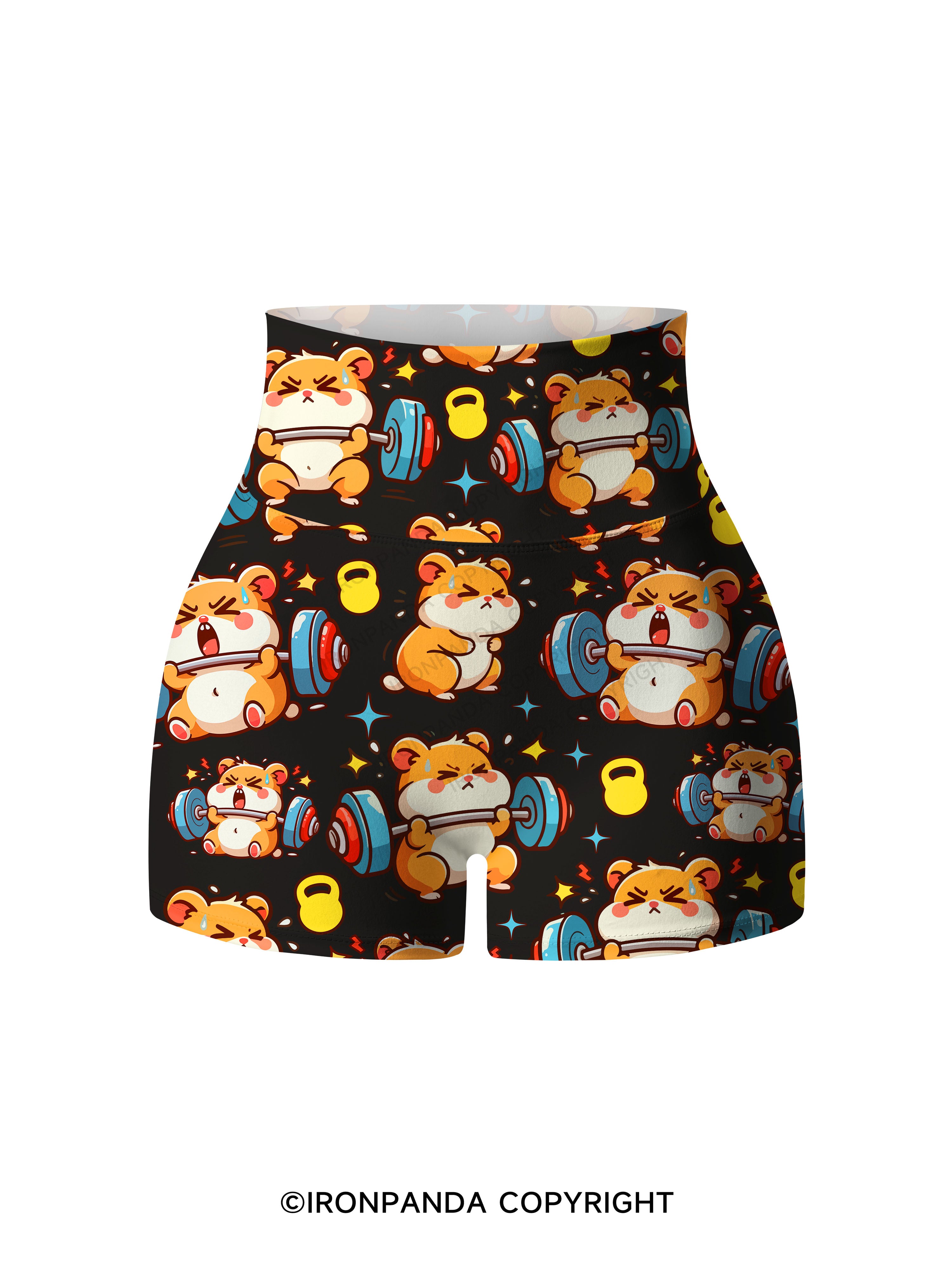 Grumpy Gym Hamster Printed Yoga Shorts